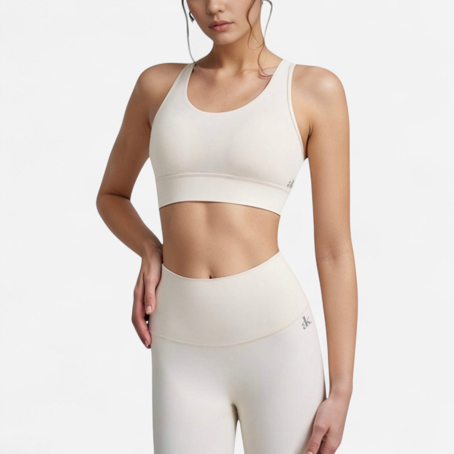 Scoop Neck Sports Bra with Wide Shoulder Straps and Elastic Band for Low to Medium Support