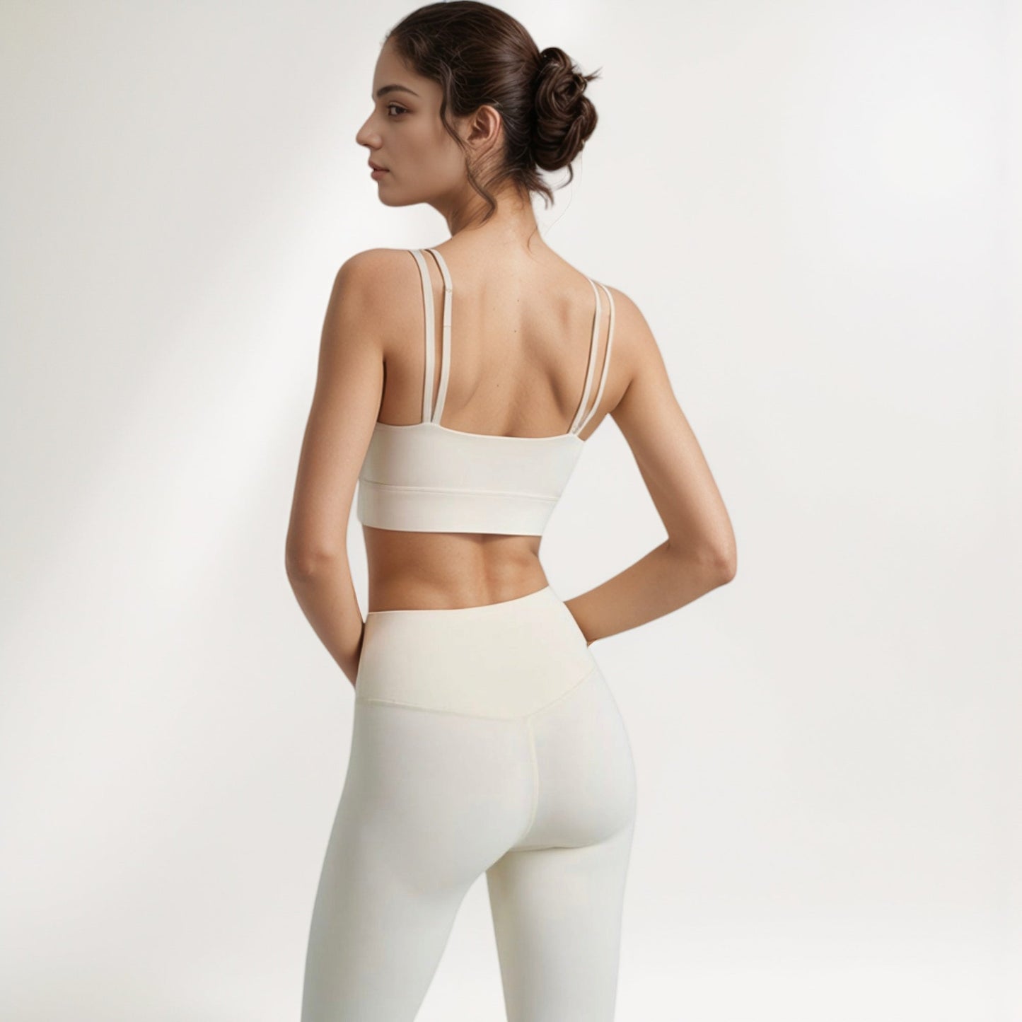Crisscross Sports Bra with Double Strap Design and Ruched Front Detail for Active Comfort