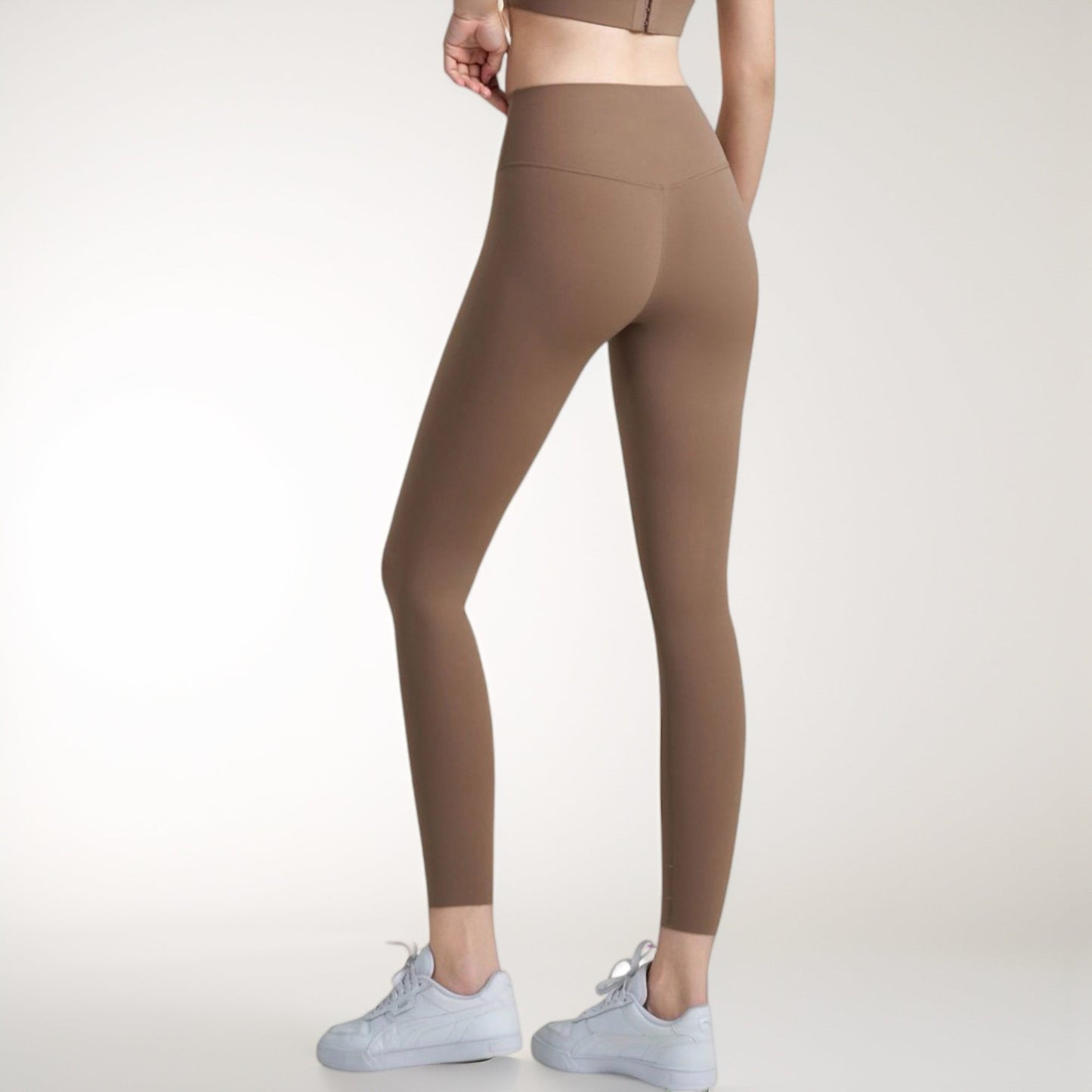 High Waist Full-Length Leggings with Wide Waistband and Seamless Compression Fit