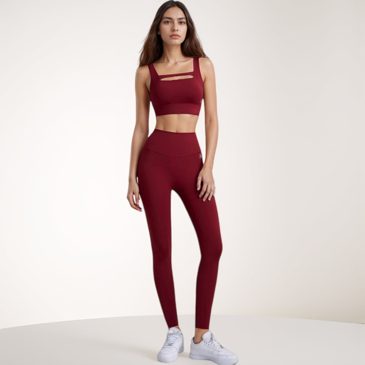 High Waist Full-Length Leggings with Wide Waistband and Seamless Compression Fit