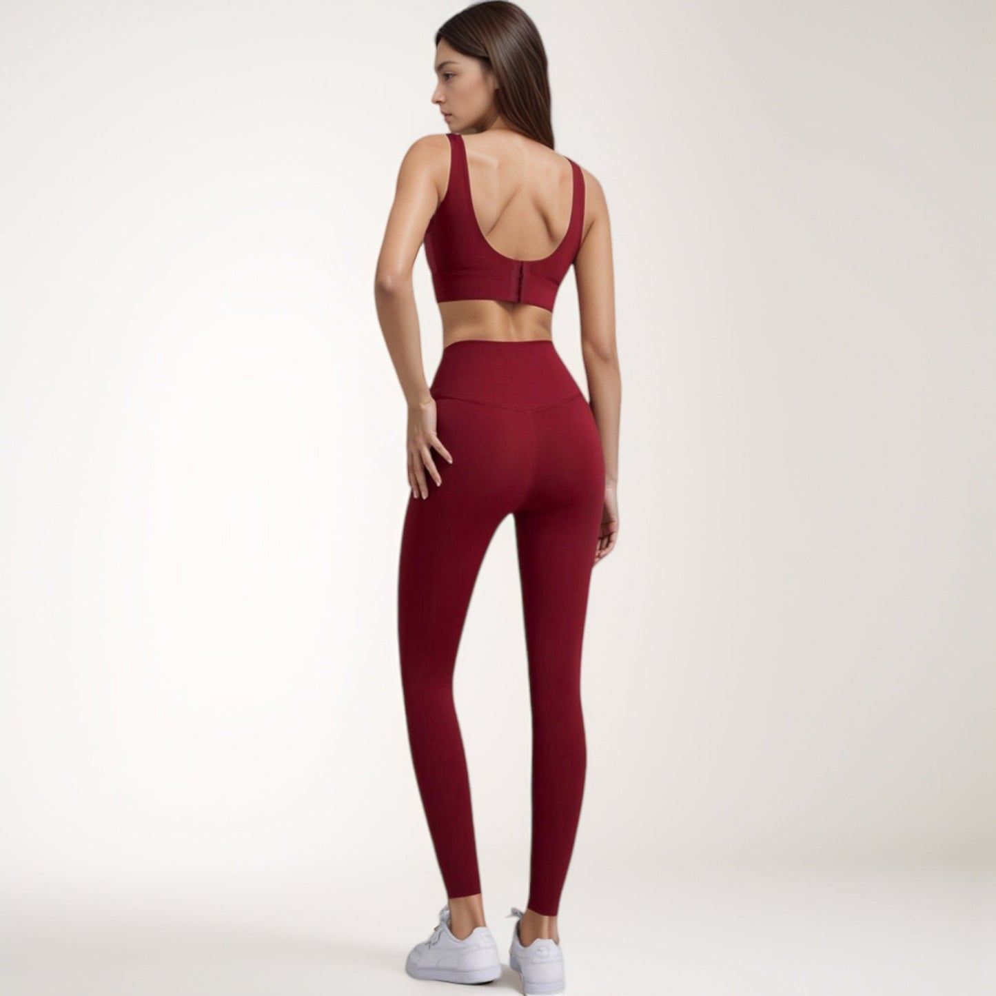 High Waist Full-Length Leggings with Wide Waistband and Seamless Compression Fit