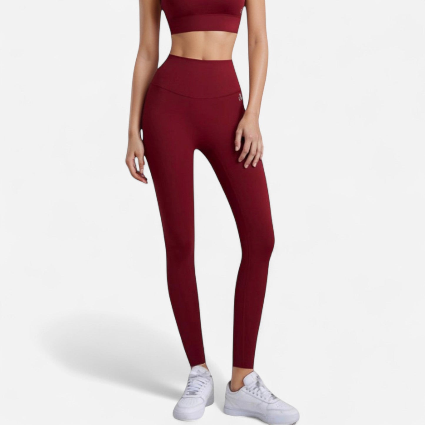 High Waist Full-Length Leggings with Wide Waistband and Seamless Compression Fit