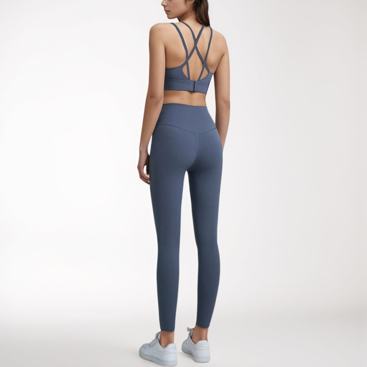 High Waist Full-Length Leggings with Wide Waistband and Seamless Compression Fit