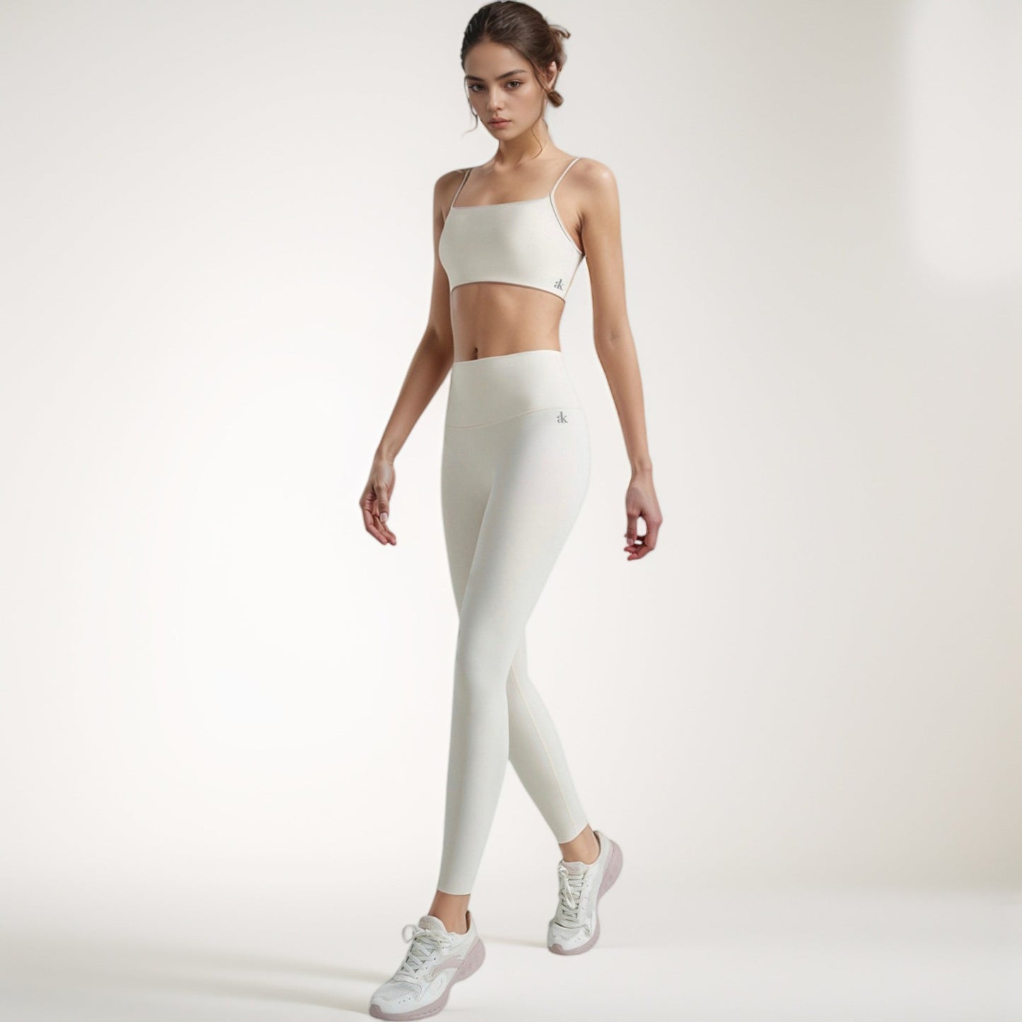High Waist Full-Length Leggings with Wide Waistband and Seamless Compression Fit
