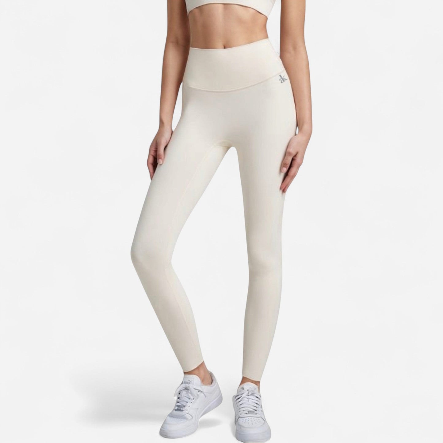 High Waist Full-Length Leggings with Wide Waistband and Seamless Compression Fit