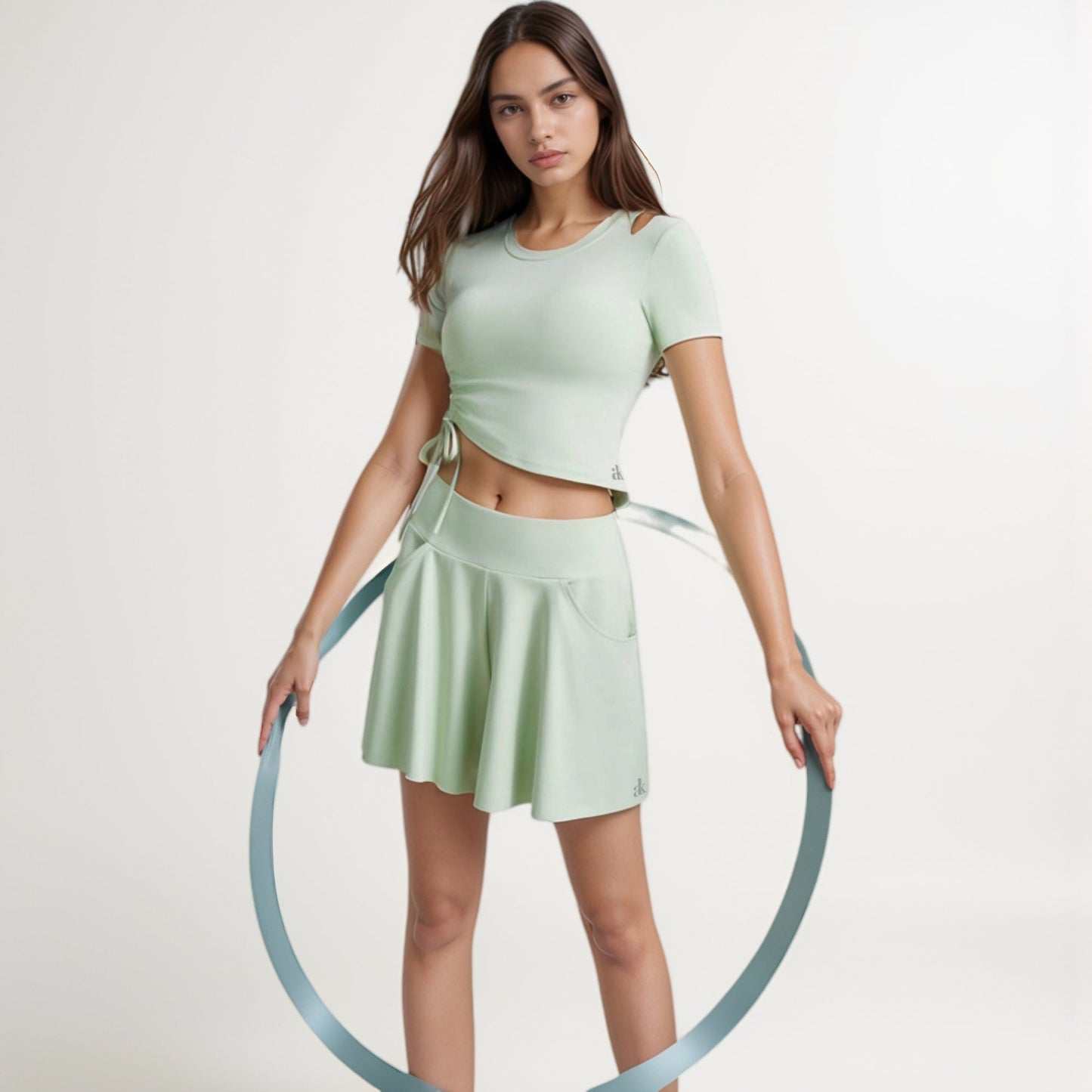 High Waist Flowy Athletic Skort with Pockets and Built-In Shorts