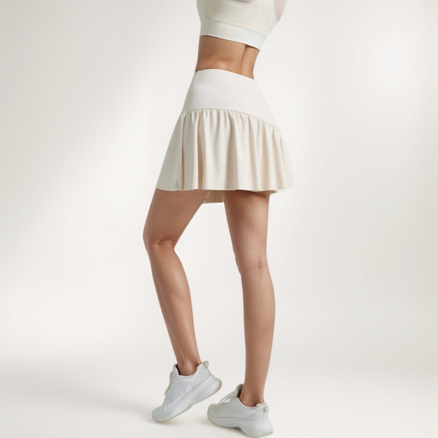 High Waist Active Skort with Built-In Shorts and Soft Gathered Hem Detail