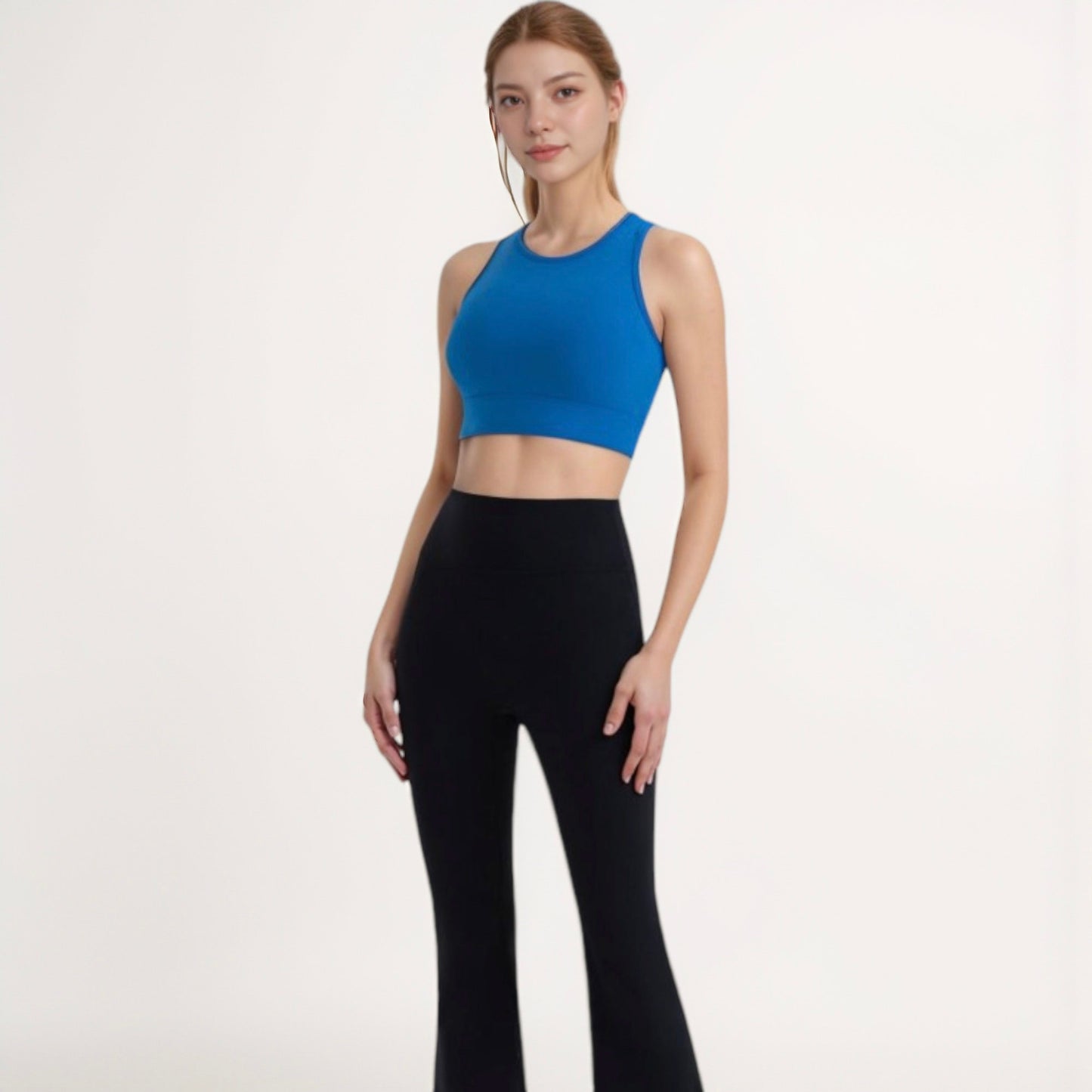 Women's Sports Bra with Double Strap Detail and Wide Hem Band for Medium Support