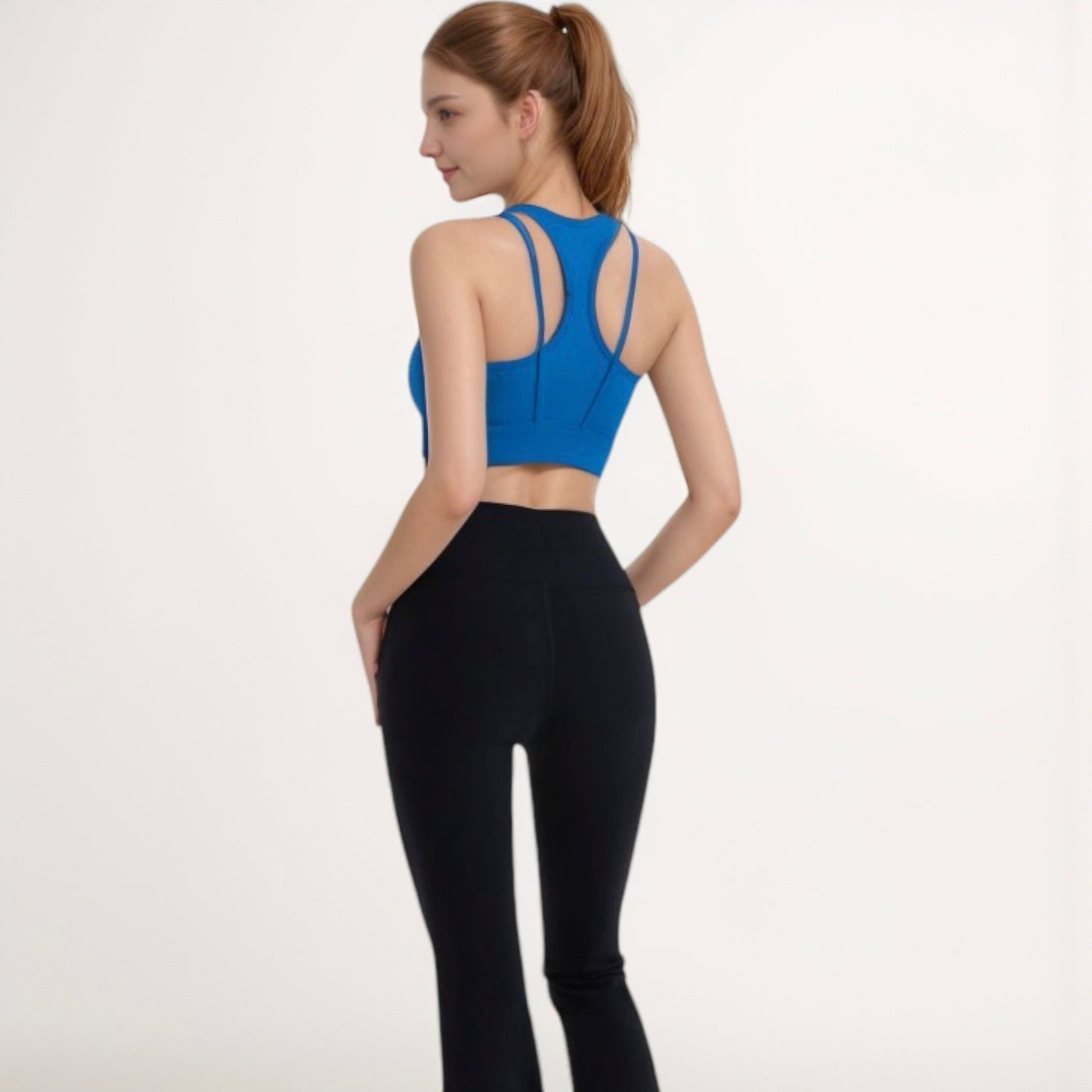 Women's Sports Bra with Double Strap Detail and Wide Hem Band for Medium Support