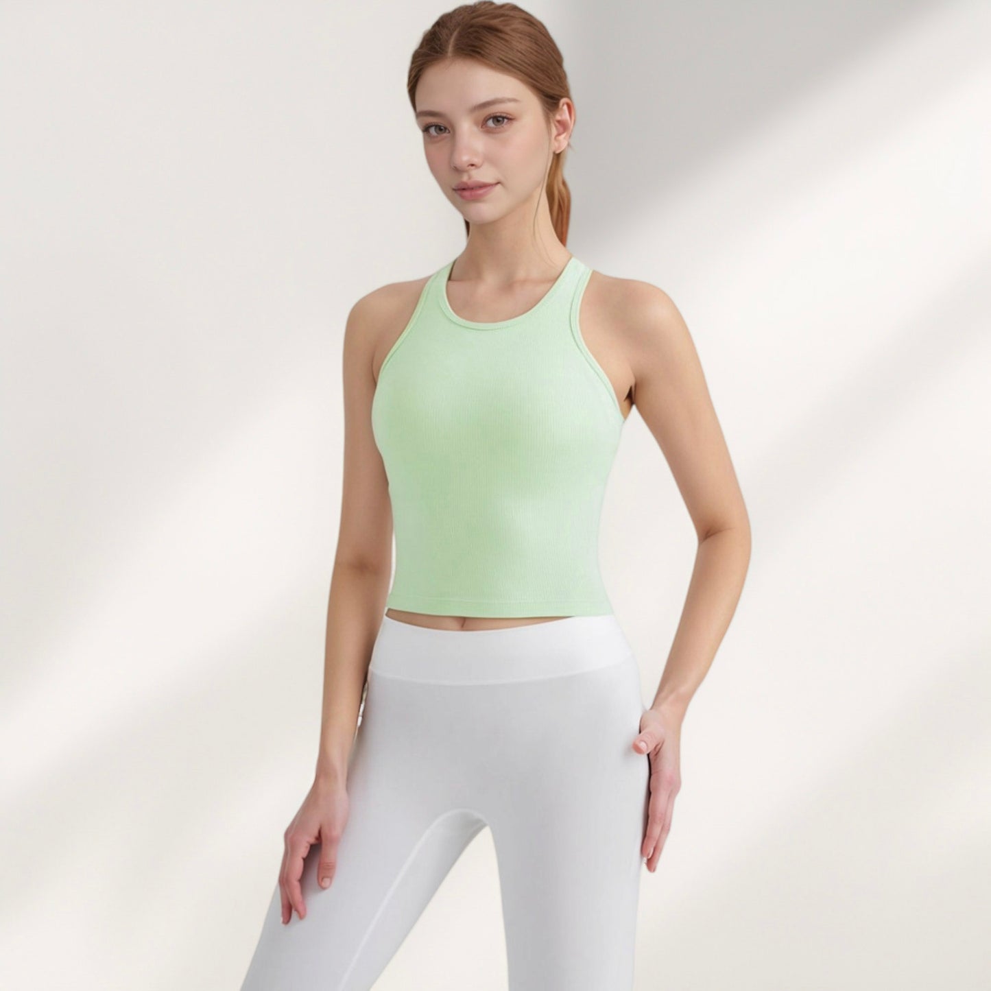 Women's Ribbed Black High Neck Crop Tank Top for Active and Casual Wear
