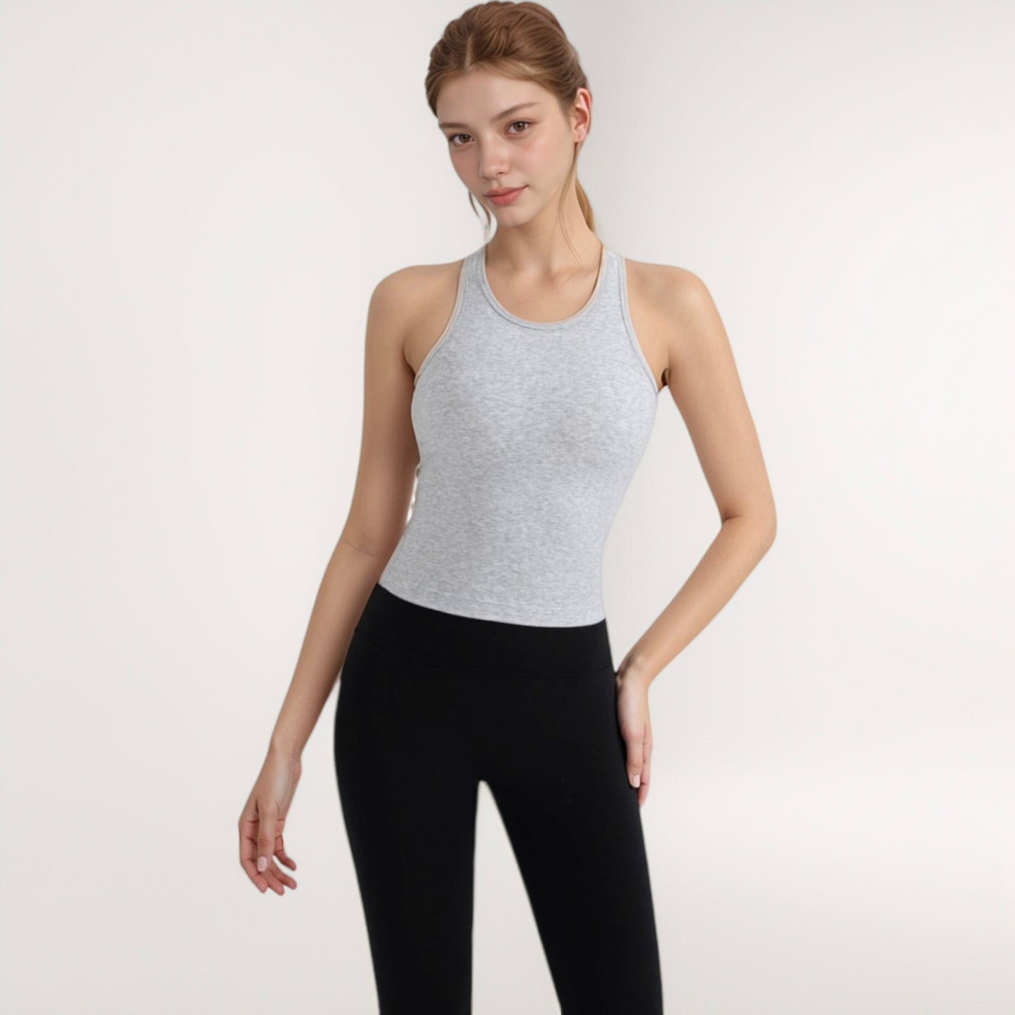 Women's Ribbed Black High Neck Crop Tank Top for Active and Casual Wear