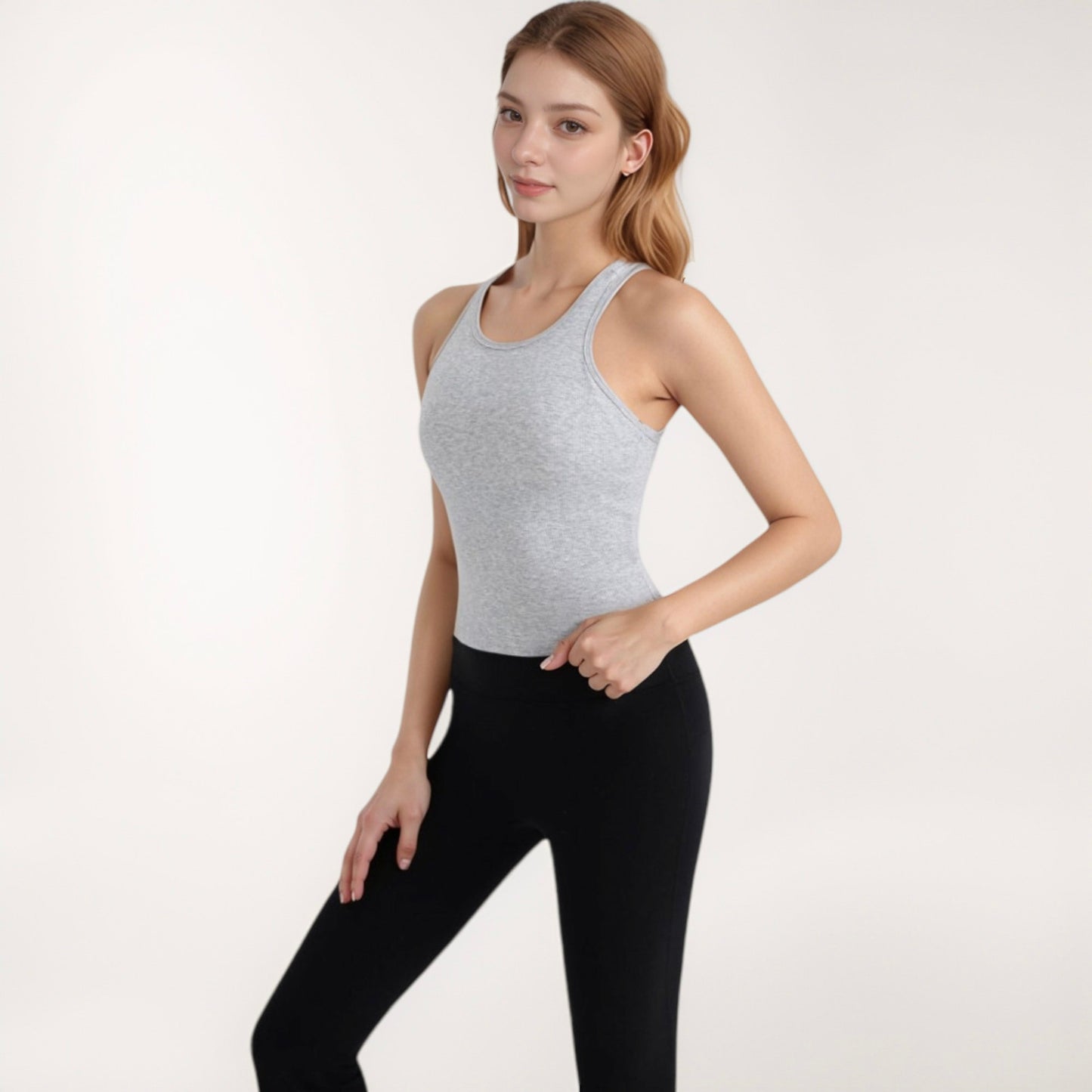 Women's Ribbed Black High Neck Crop Tank Top for Active and Casual Wear