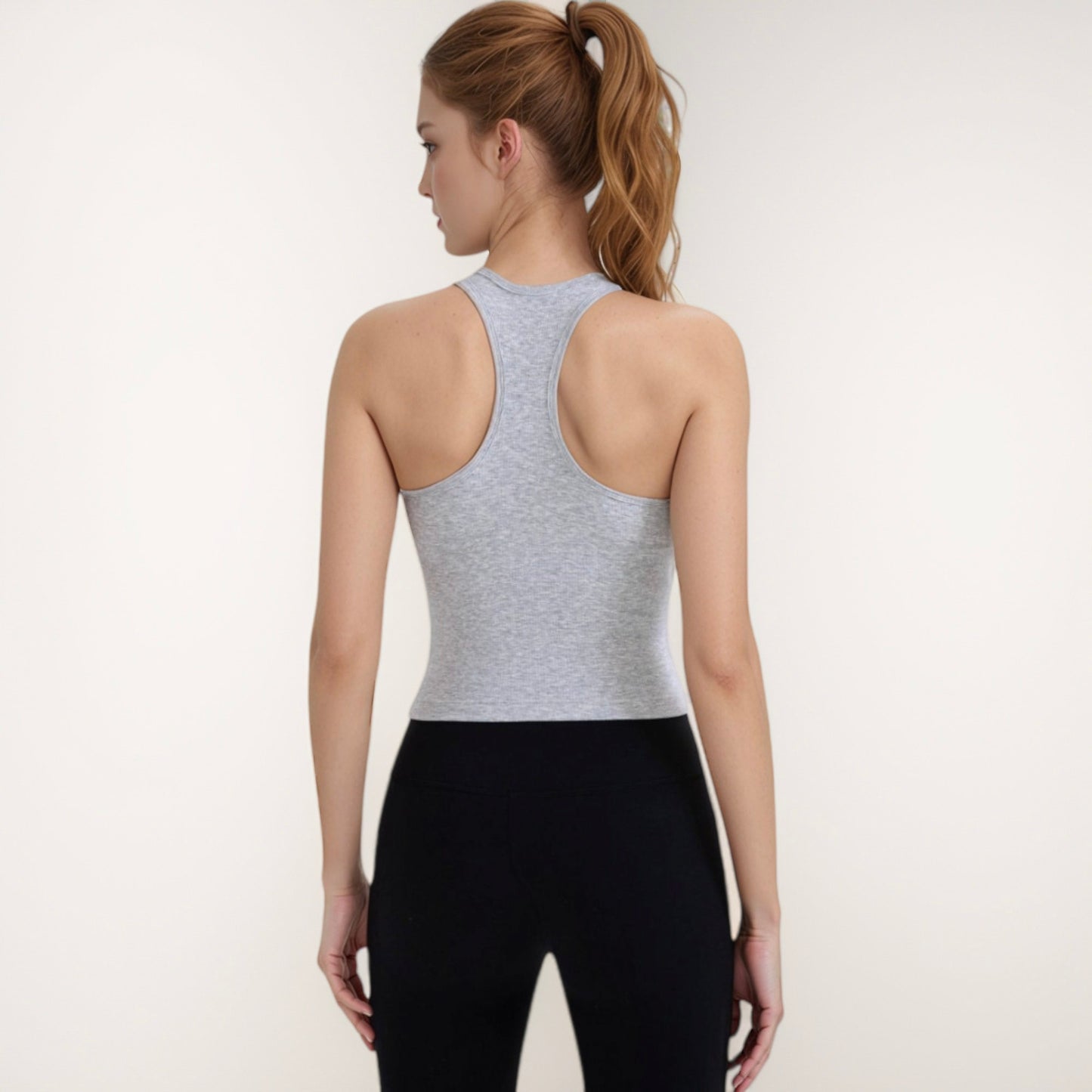 Women's Ribbed Black High Neck Crop Tank Top for Active and Casual Wear