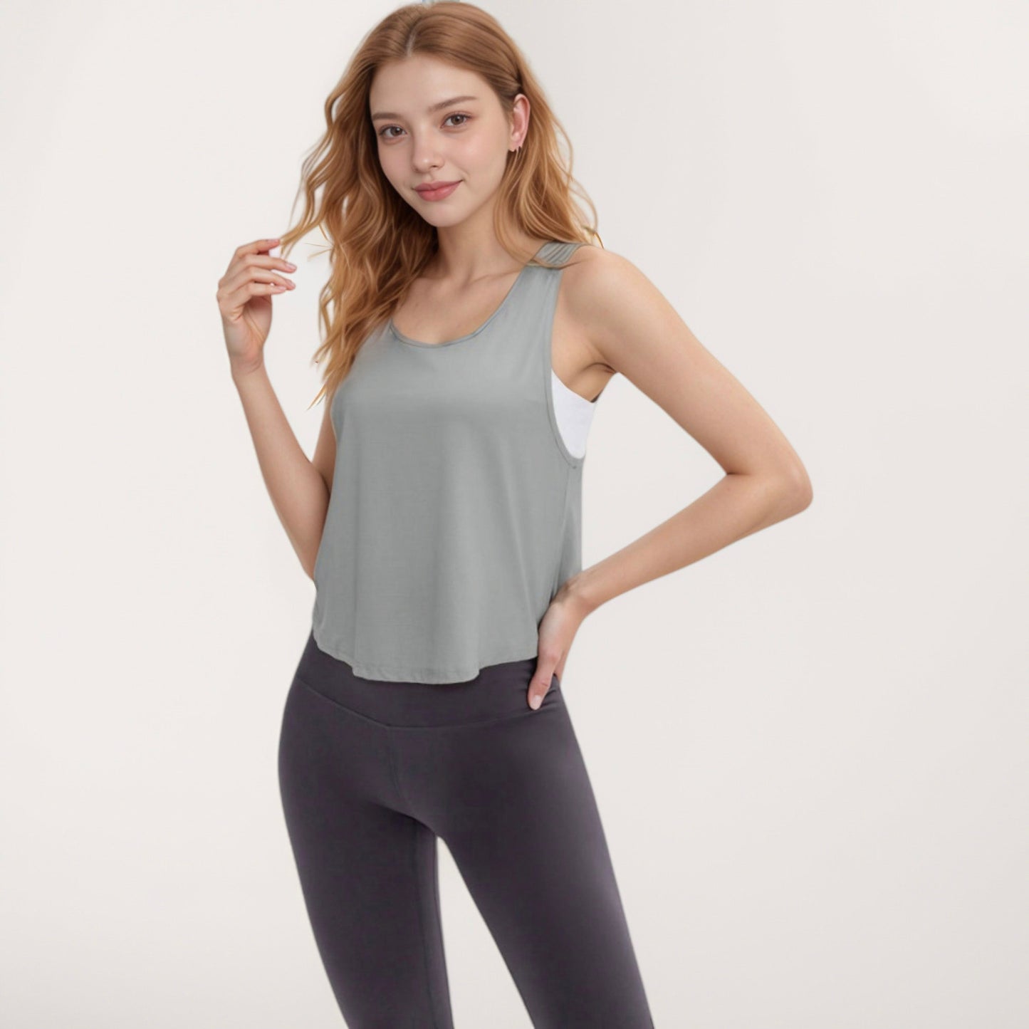 Women's Sleeveless Scoop Neck Cropped Tank Top for Workout and Casual Layering