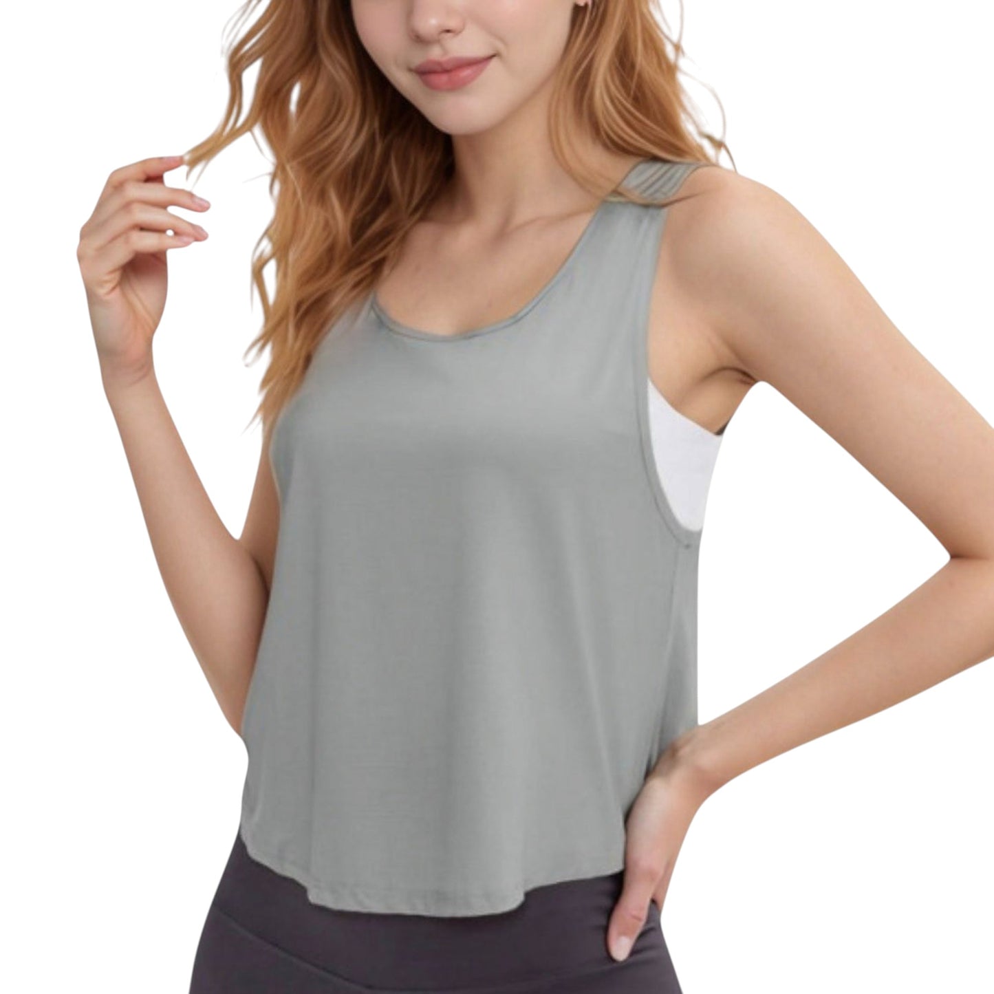 Women's Sleeveless Scoop Neck Cropped Tank Top for Workout and Casual Layering