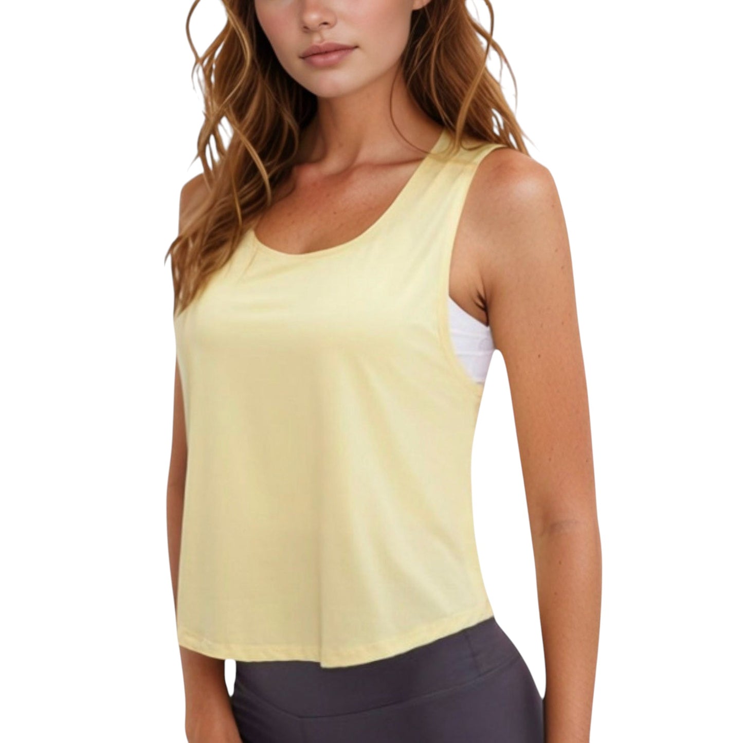 Women's Sleeveless Scoop Neck Cropped Tank Top for Workout and Casual Layering