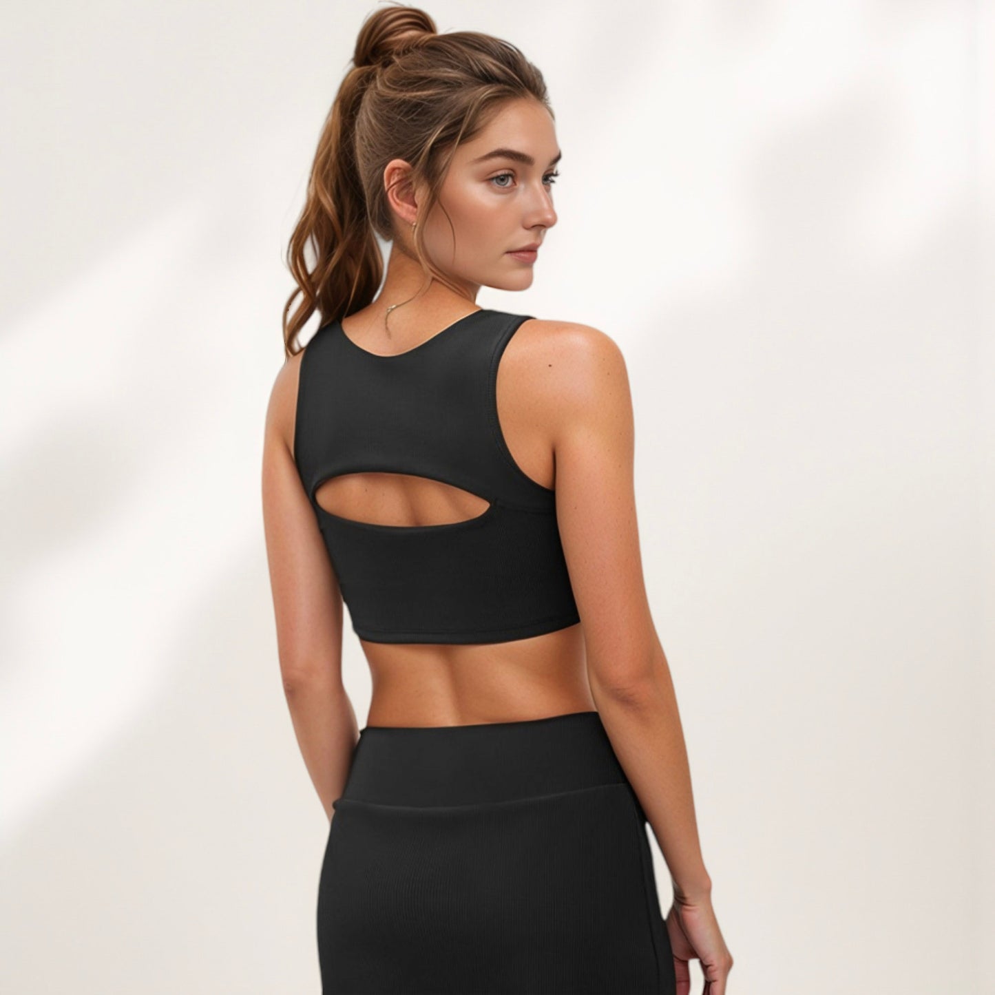 Women's Sports Bra with Scoop Neck and Front Cutout Design for Low to Medium Impact Workouts