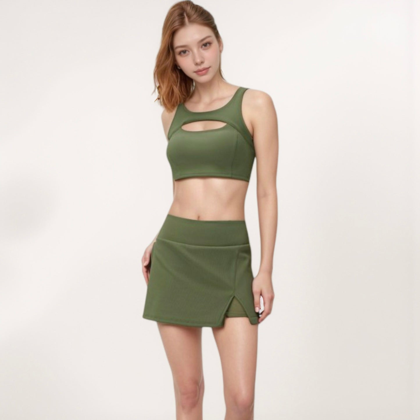 Women's Sports Bra with Scoop Neck and Front Cutout Design for Low to Medium Impact Workouts