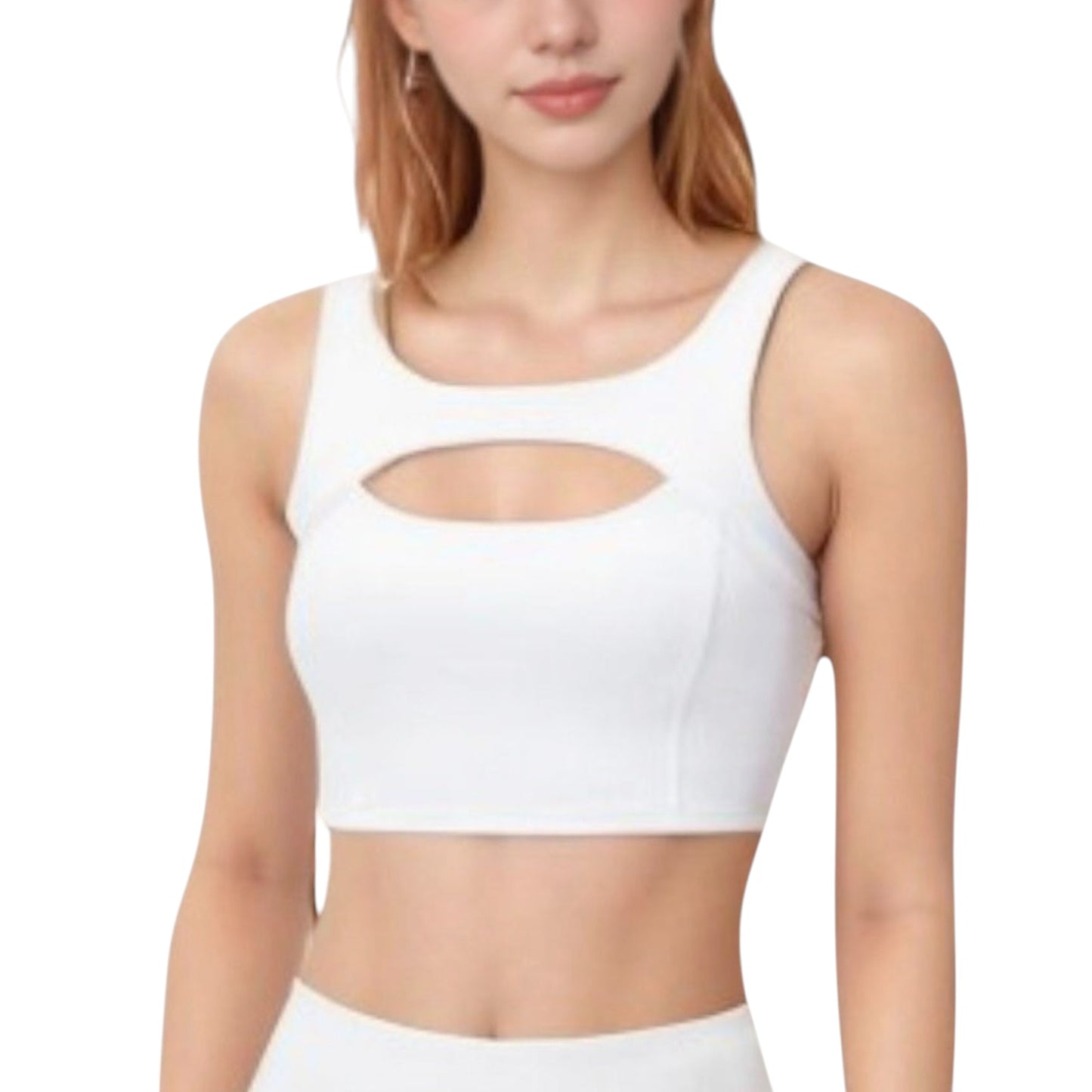 Women's Sports Bra with Scoop Neck and Front Cutout Design for Low to Medium Impact Workouts