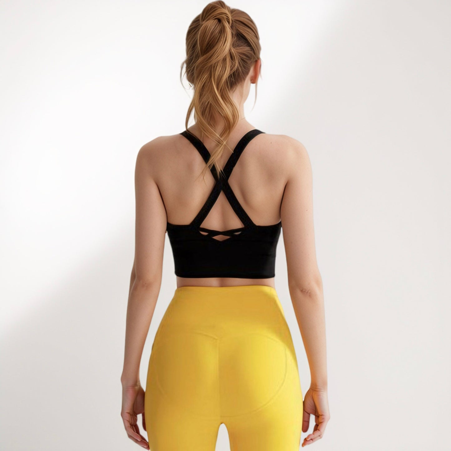 Women's Crisscross Back Sports Bra with Wide Elastic Band and Supportive Straps for Activewear