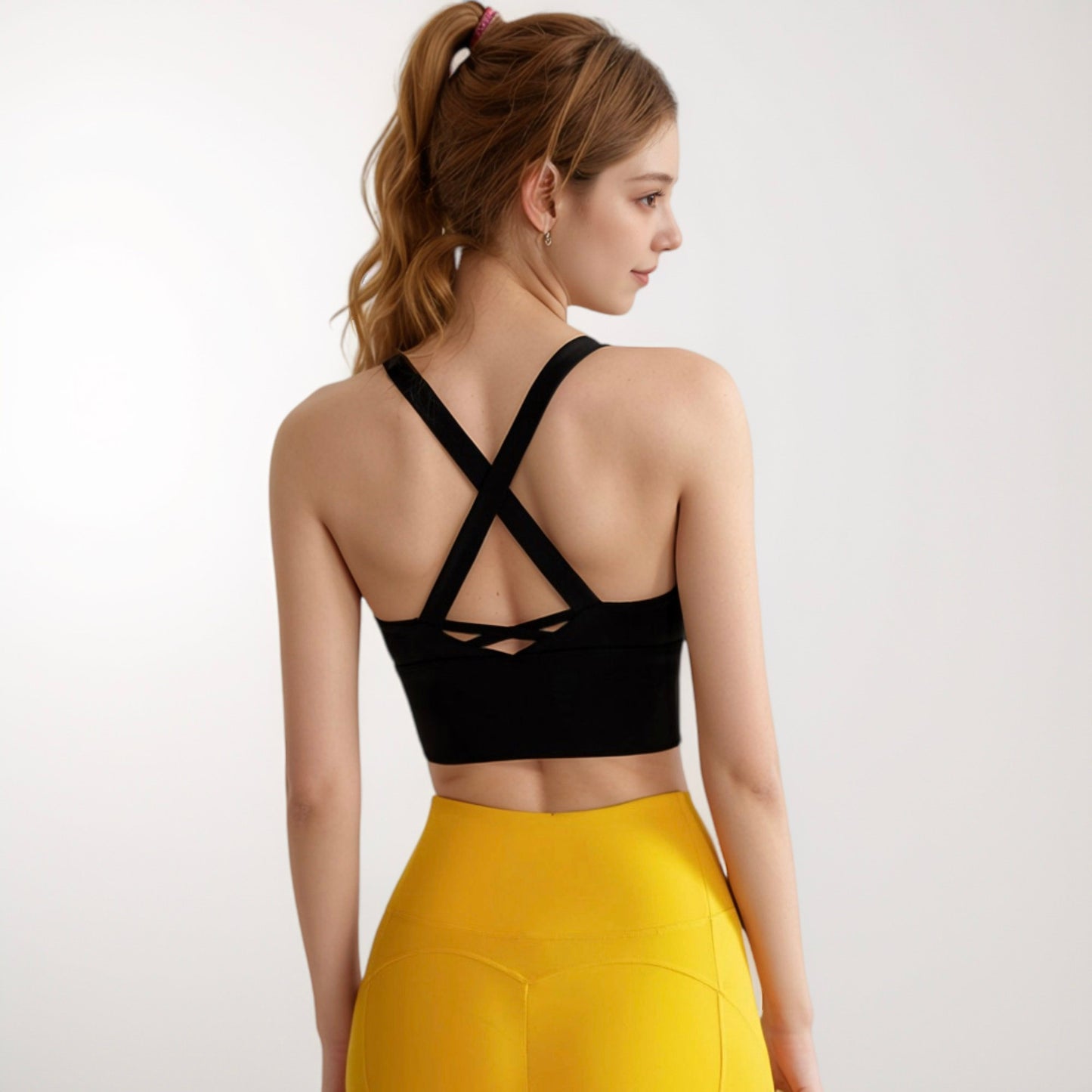 Women's Crisscross Back Sports Bra with Wide Elastic Band and Supportive Straps for Activewear