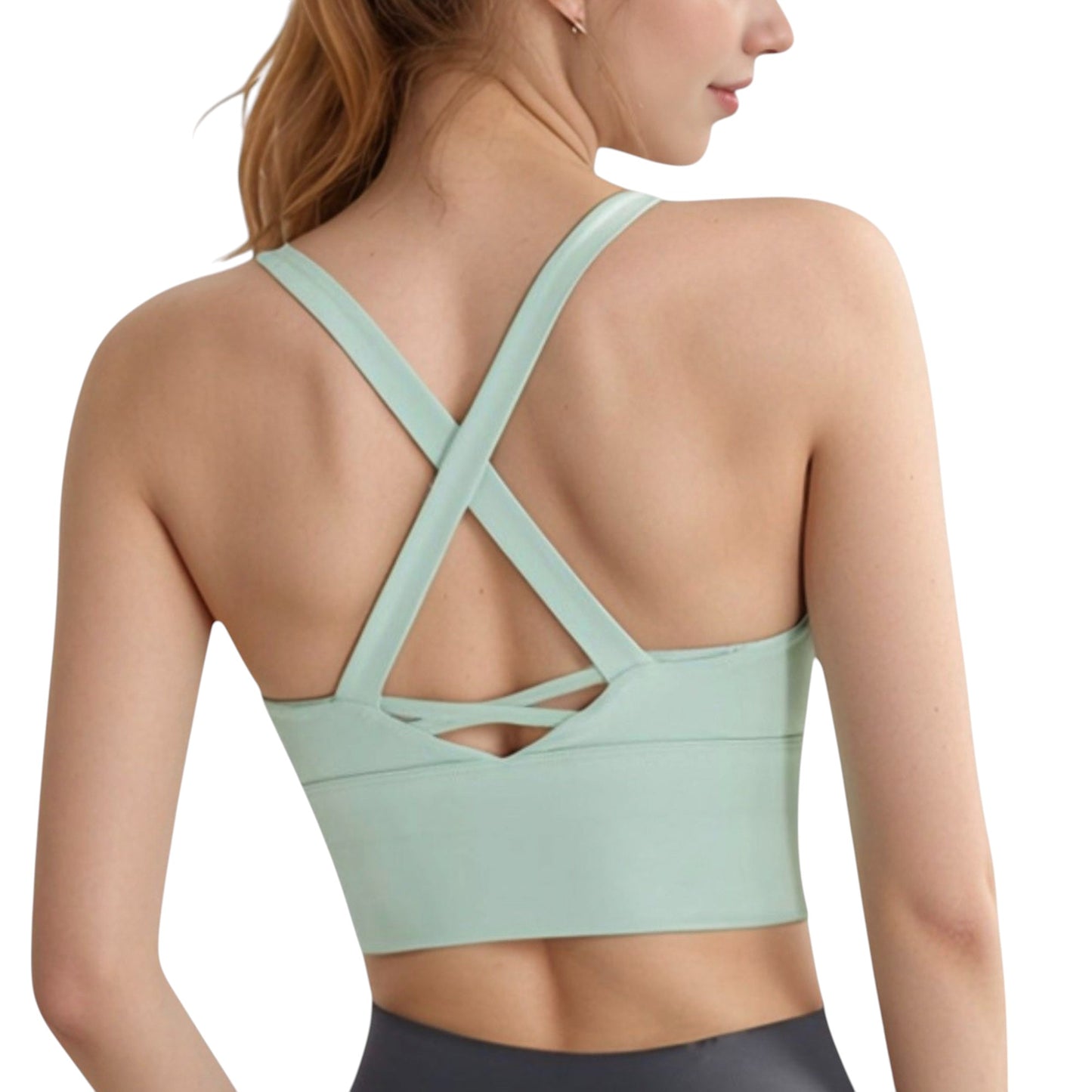 Women's Crisscross Back Sports Bra with Wide Elastic Band and Supportive Straps for Activewear