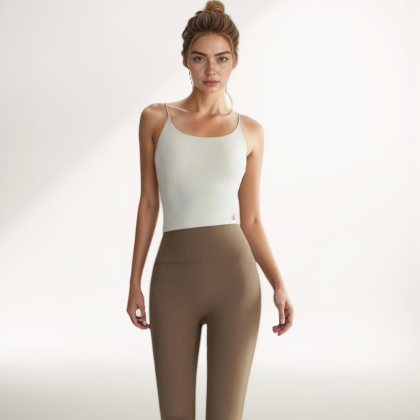 Women's Spaghetti Strap Activewear Tank with Built-In Bra and Seamless Longline Fit for Workout or Yoga