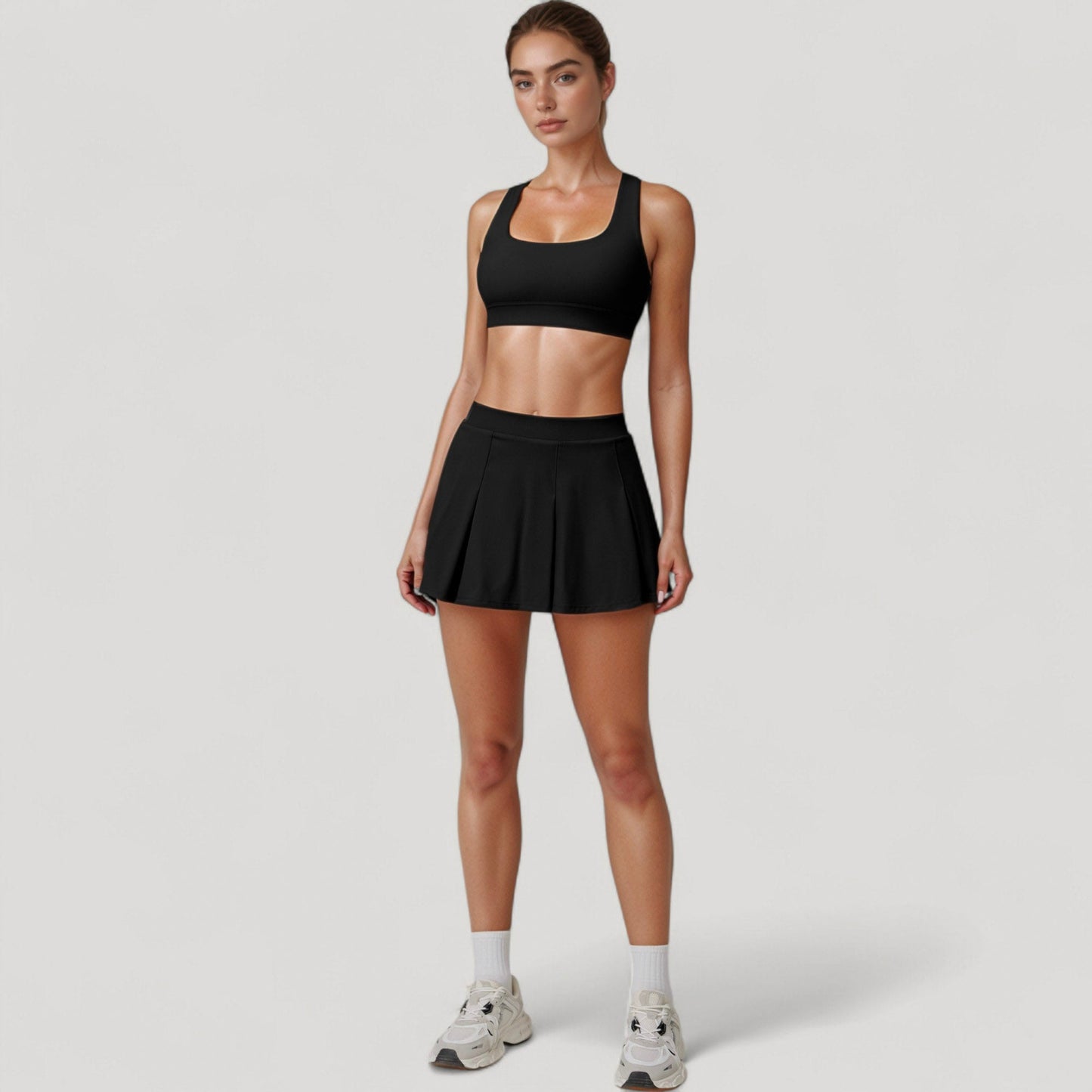Women's Square Neckline Sports Bra with Supportive Underband for Low to Medium Impact Activities