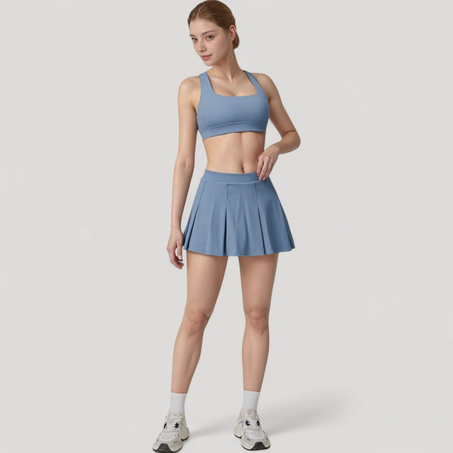 Women's Square Neckline Sports Bra with Supportive Underband for Low to Medium Impact Activities