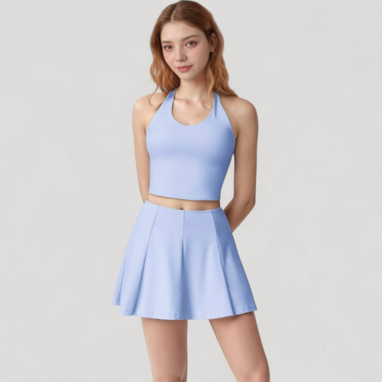 Active Skort with Inner Shorts and Side Pockets for Movement and Storage - Small, Blue