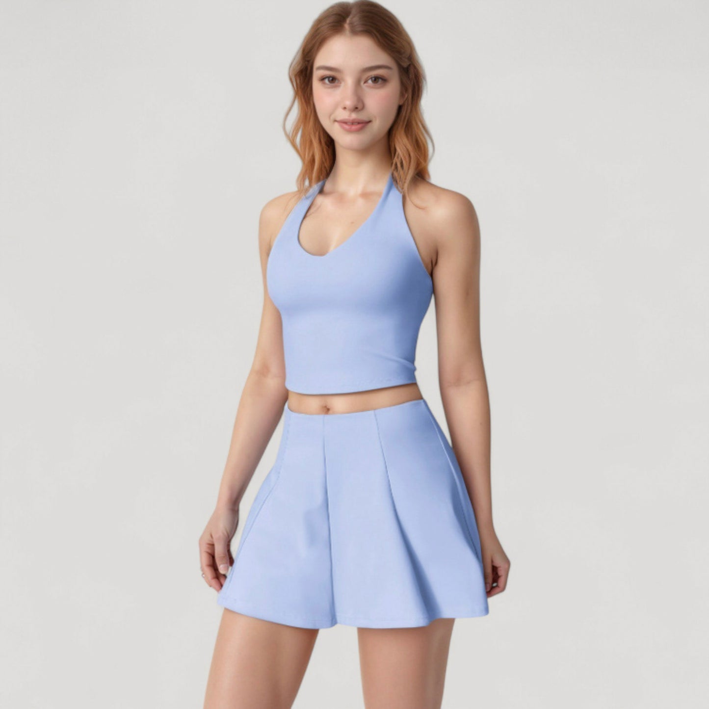 Active Skort with Inner Shorts and Side Pockets for Movement and Storage - Small, Blue