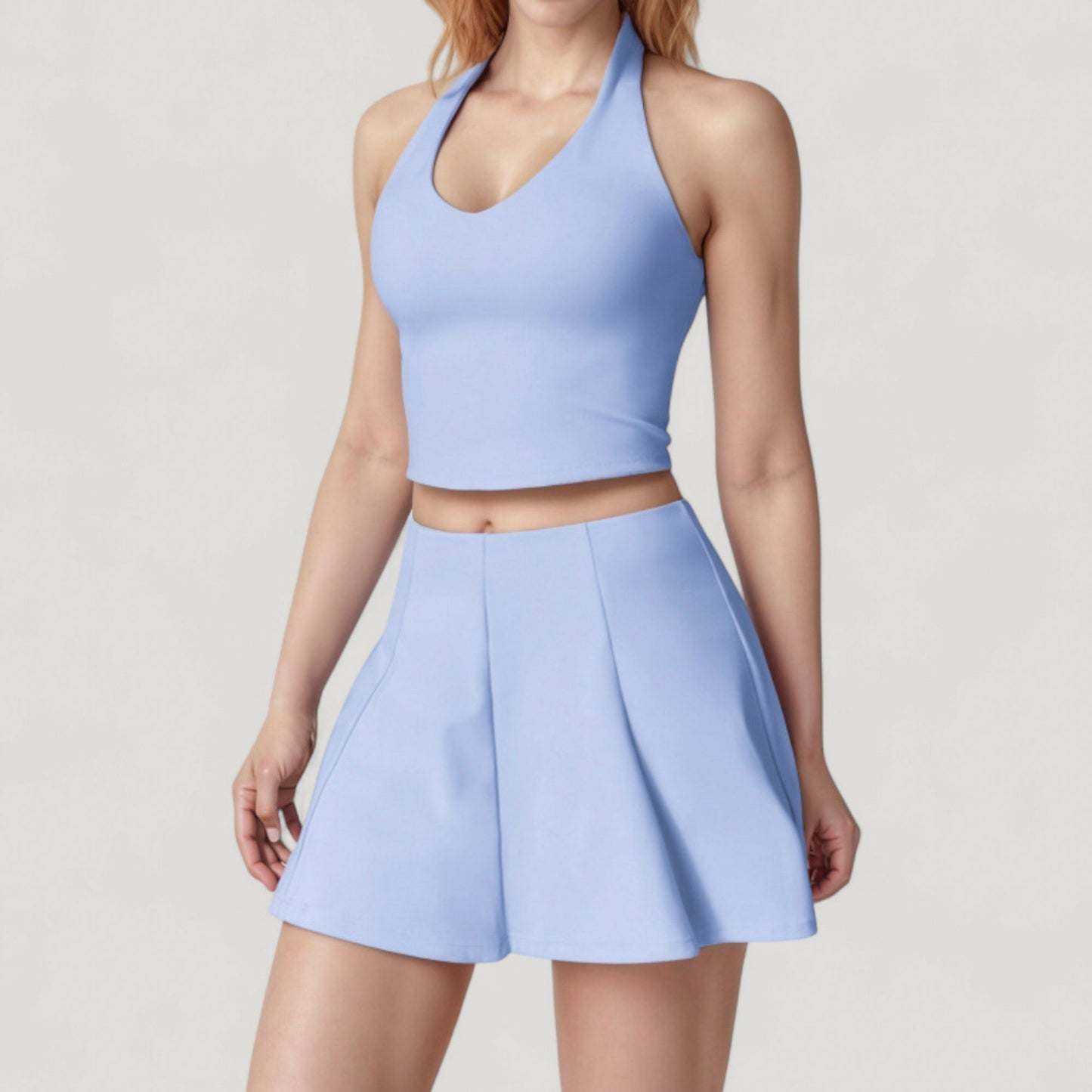 Active Skort with Inner Shorts and Side Pockets for Movement and Storage - Small, Blue