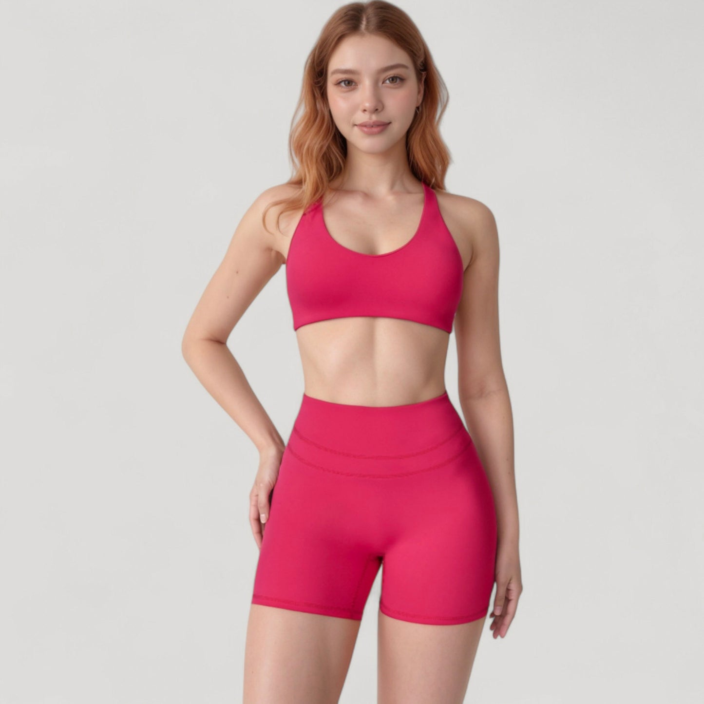 High Waist Seamless Biker Shorts with Wide Waistband and Stretch Fit for Active Comfort - Small, Fuchsia