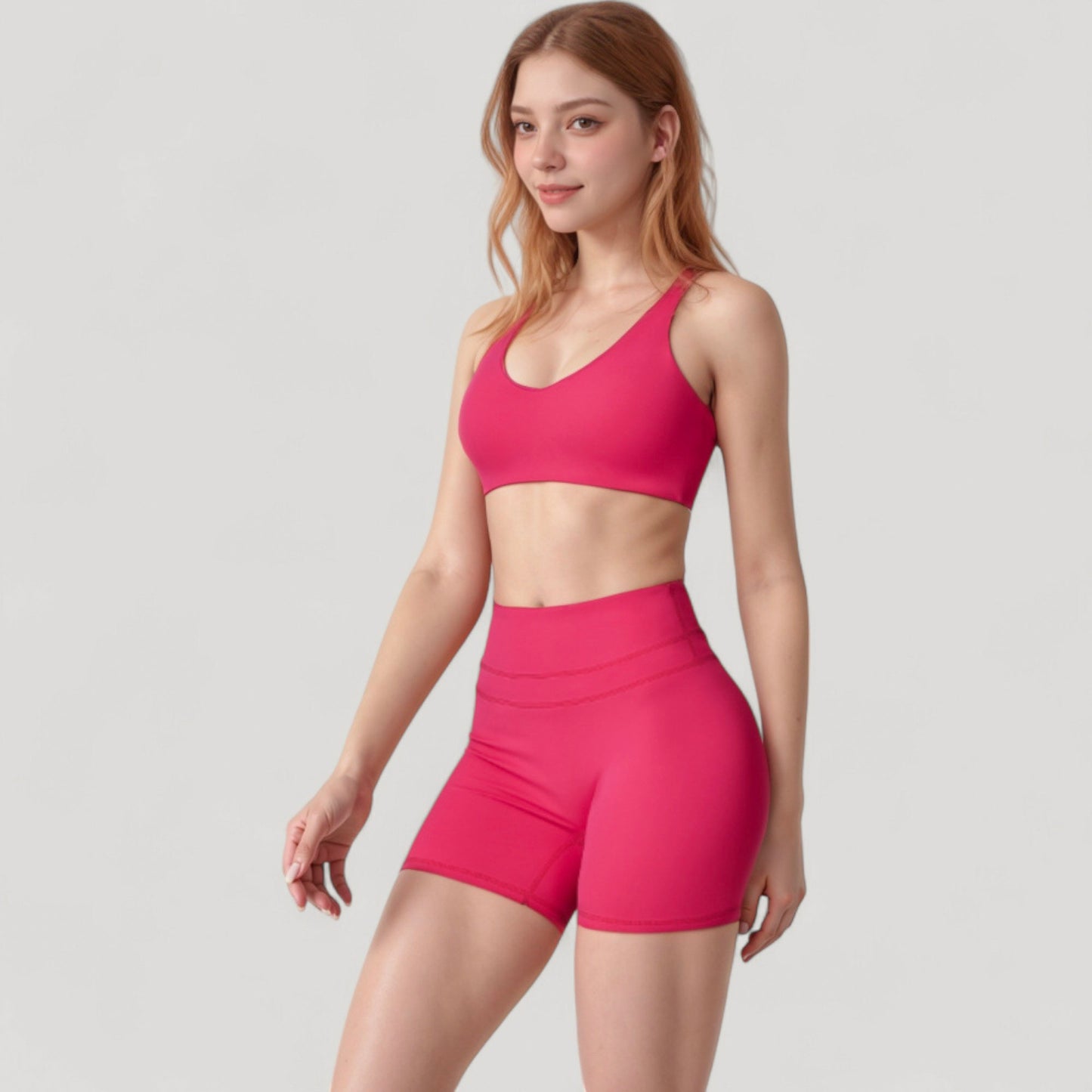 High Waist Seamless Biker Shorts with Wide Waistband and Stretch Fit for Active Comfort - Small, Fuchsia