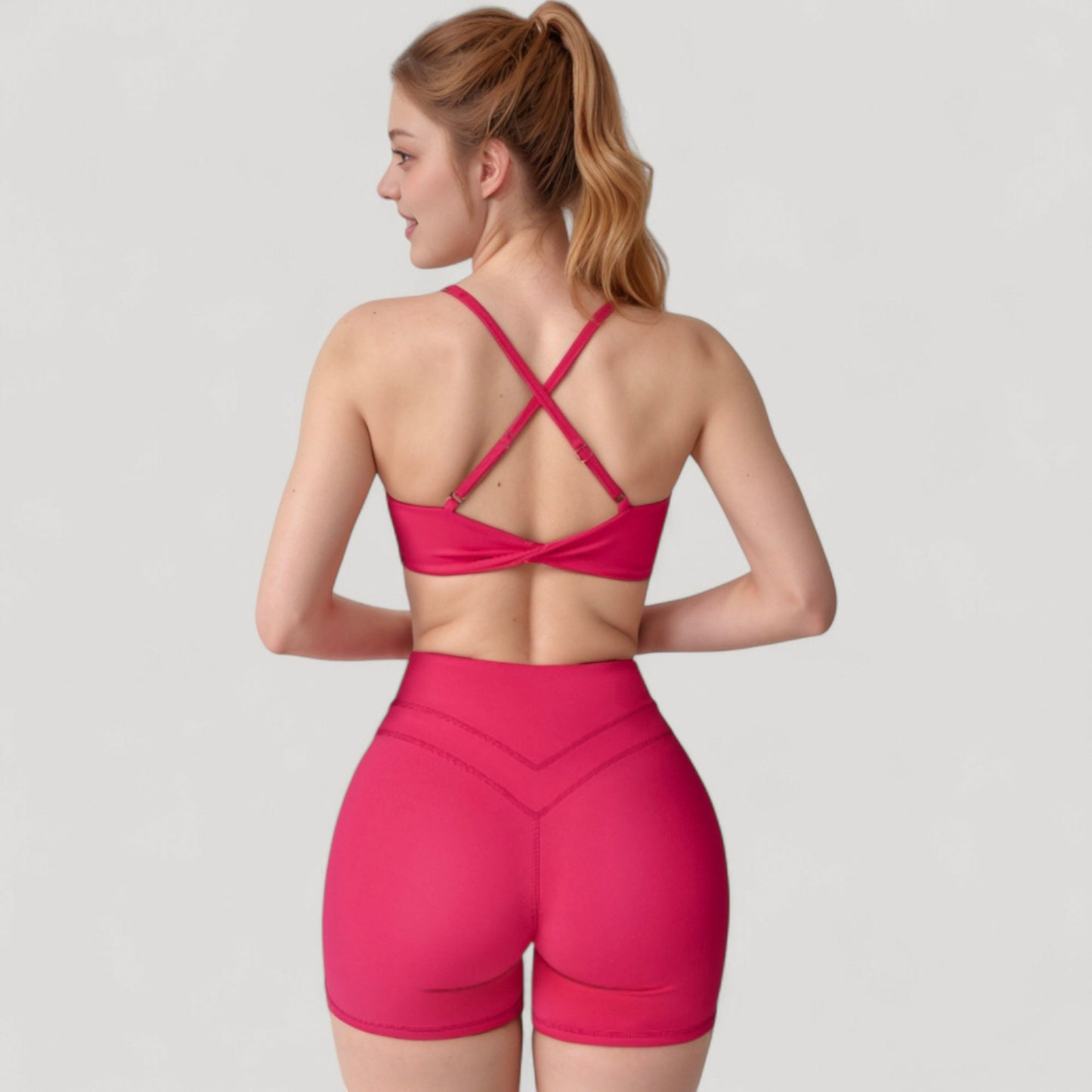 High Waist Seamless Biker Shorts with Wide Waistband and Stretch Fit for Active Comfort - Small, Fuchsia
