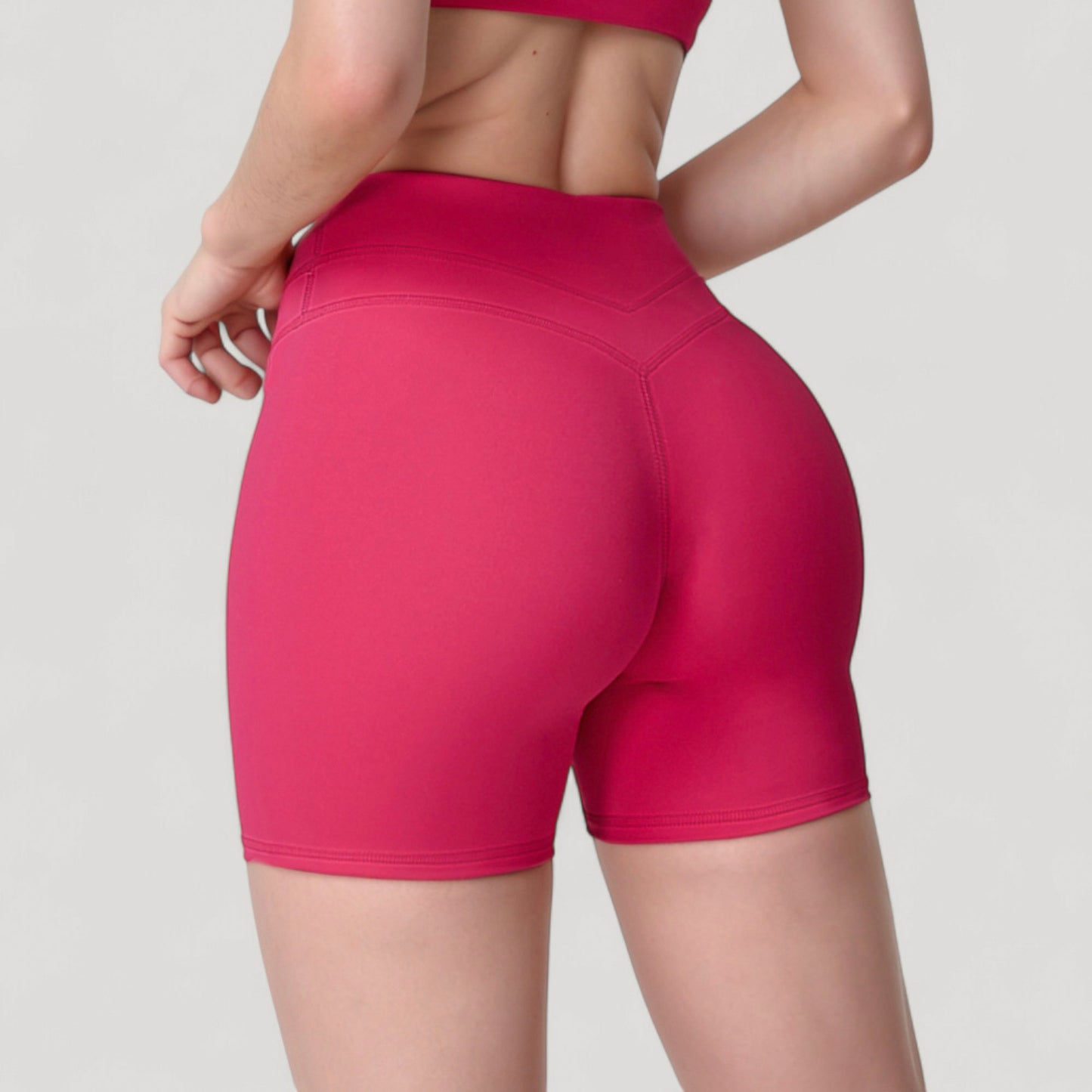 High Waist Seamless Biker Shorts with Wide Waistband and Stretch Fit for Active Comfort - Small, Fuchsia