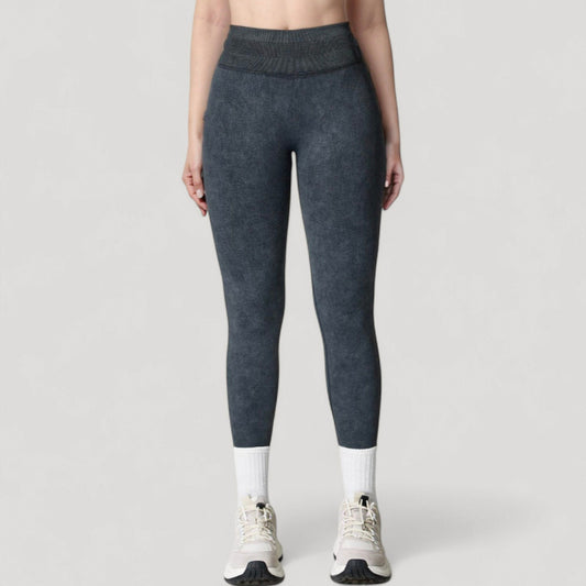 Women's Seamless Ribbed High Waist Full Length Leggings with Compression Fit
