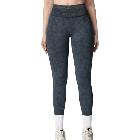 Women's Seamless Ribbed High Waist Full Length Leggings with Compression Fit