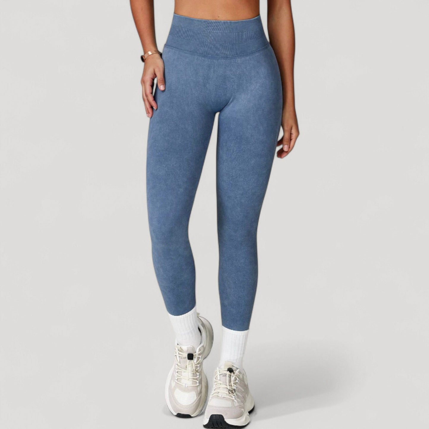 Women's Seamless Ribbed High Waist Full Length Leggings with Compression Fit
