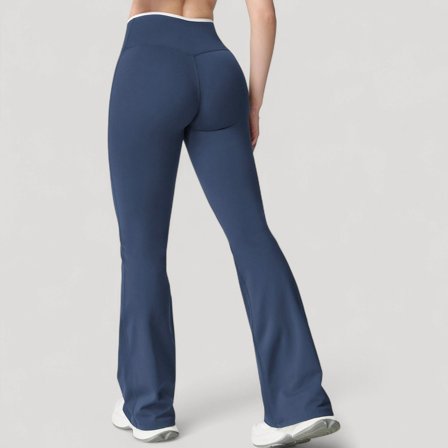 Women's Flare Leg Yoga Pants with Crossover High Waistband and Four-Way Stretch Fabric