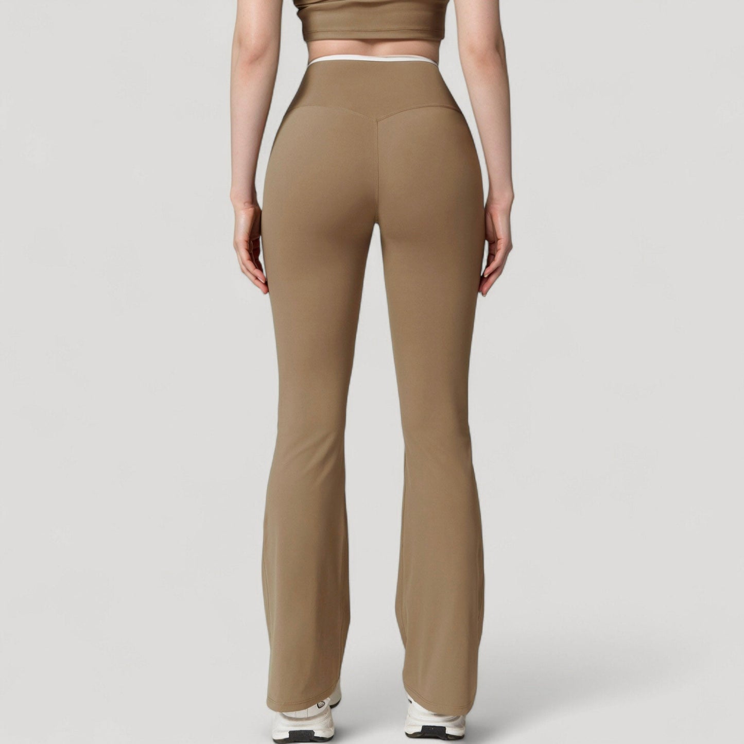 Women's Flare Leg Yoga Pants with Crossover High Waistband and Four-Way Stretch Fabric