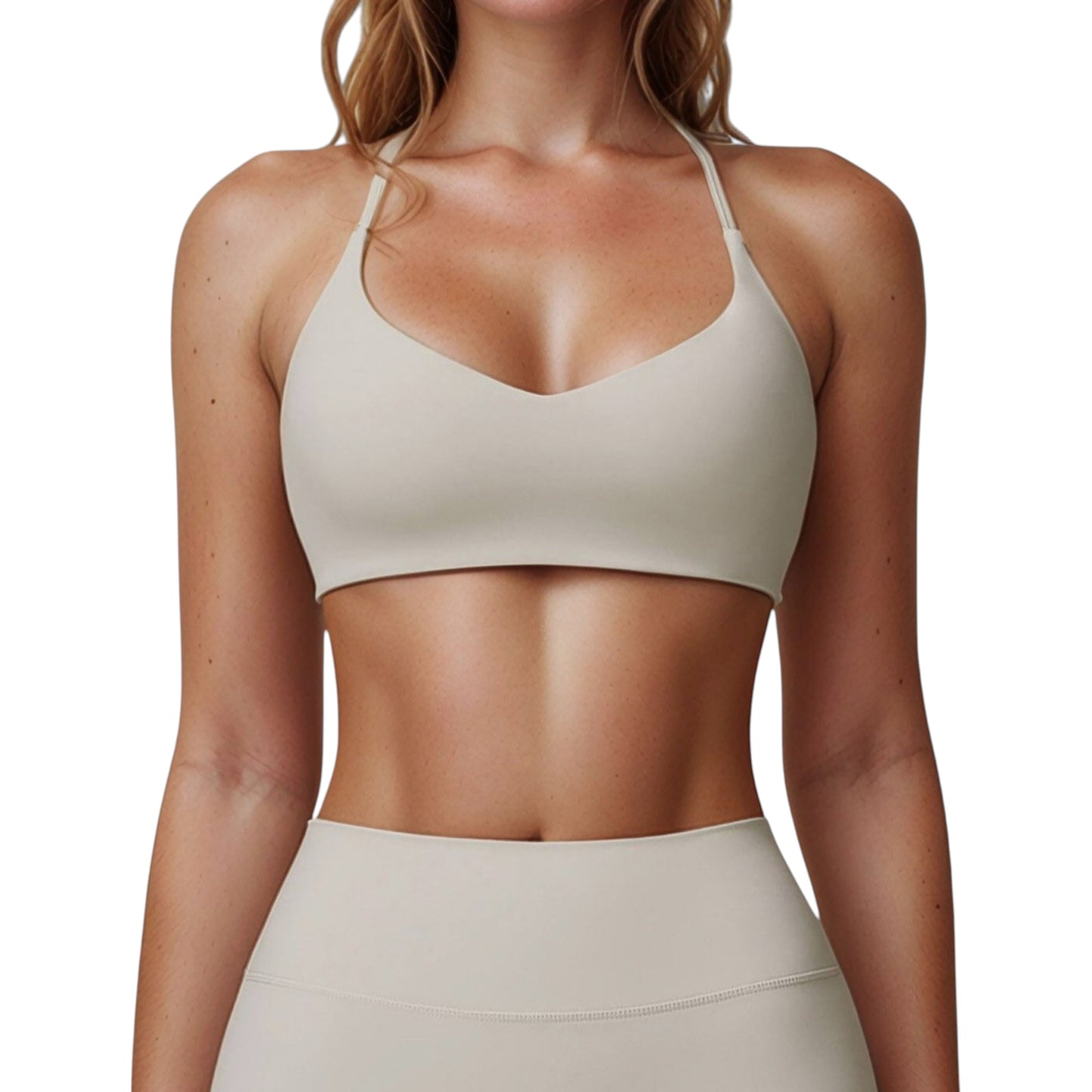 Scoop Neck Sports Bra with Adjustable Straps and Smooth Stretch Fit