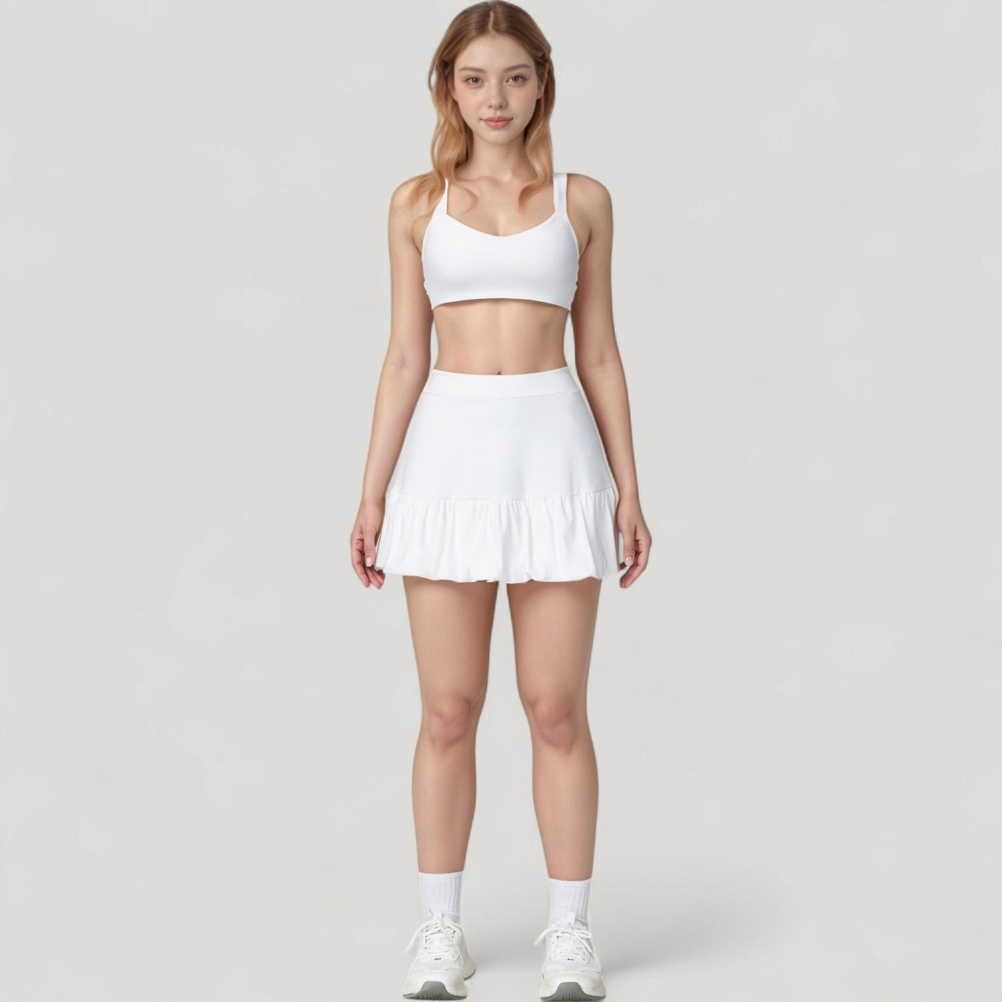High Neck Sports Bra with Cutout Back Detail and Wide Underband for Medium Support