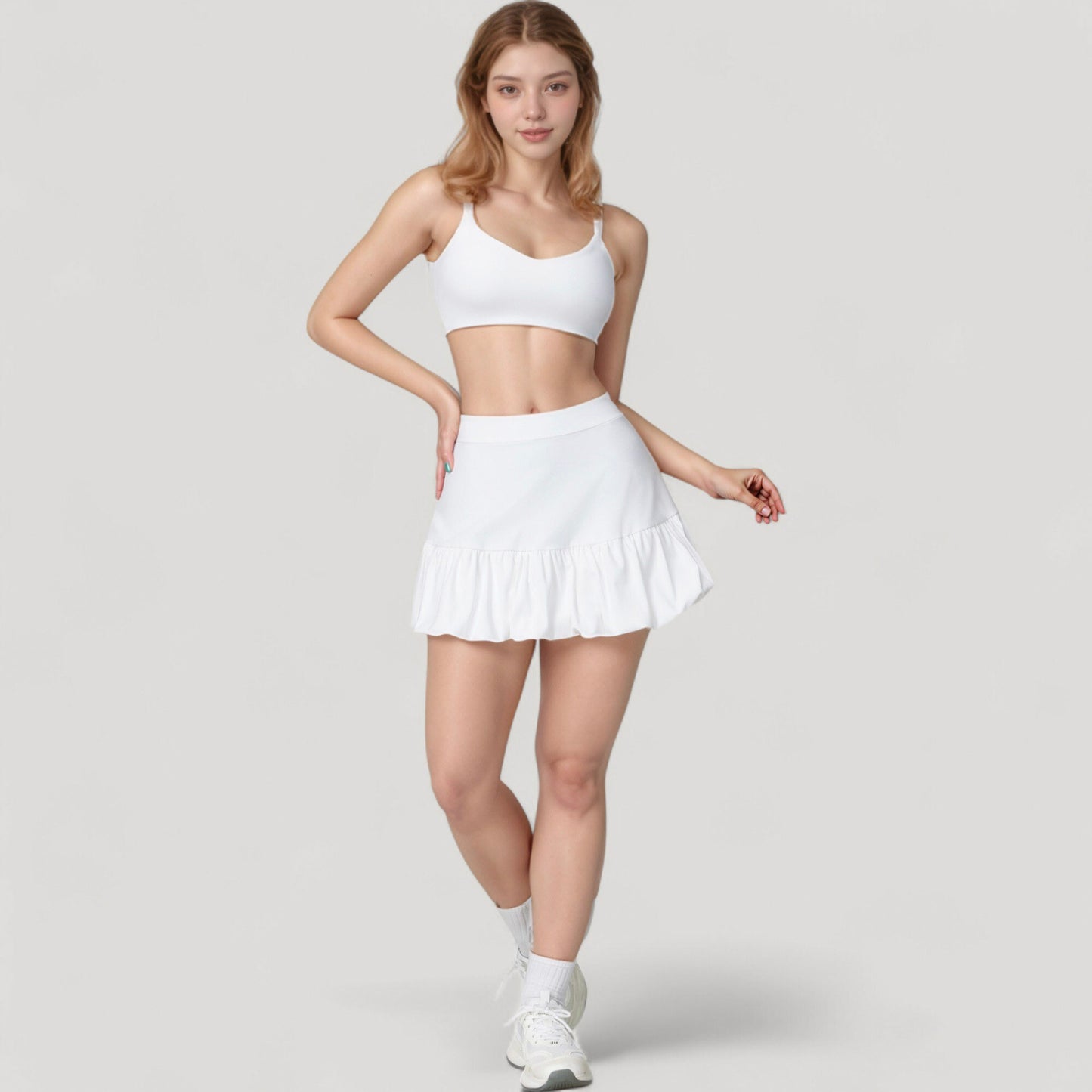 High Neck Sports Bra with Cutout Back Detail and Wide Underband for Medium Support