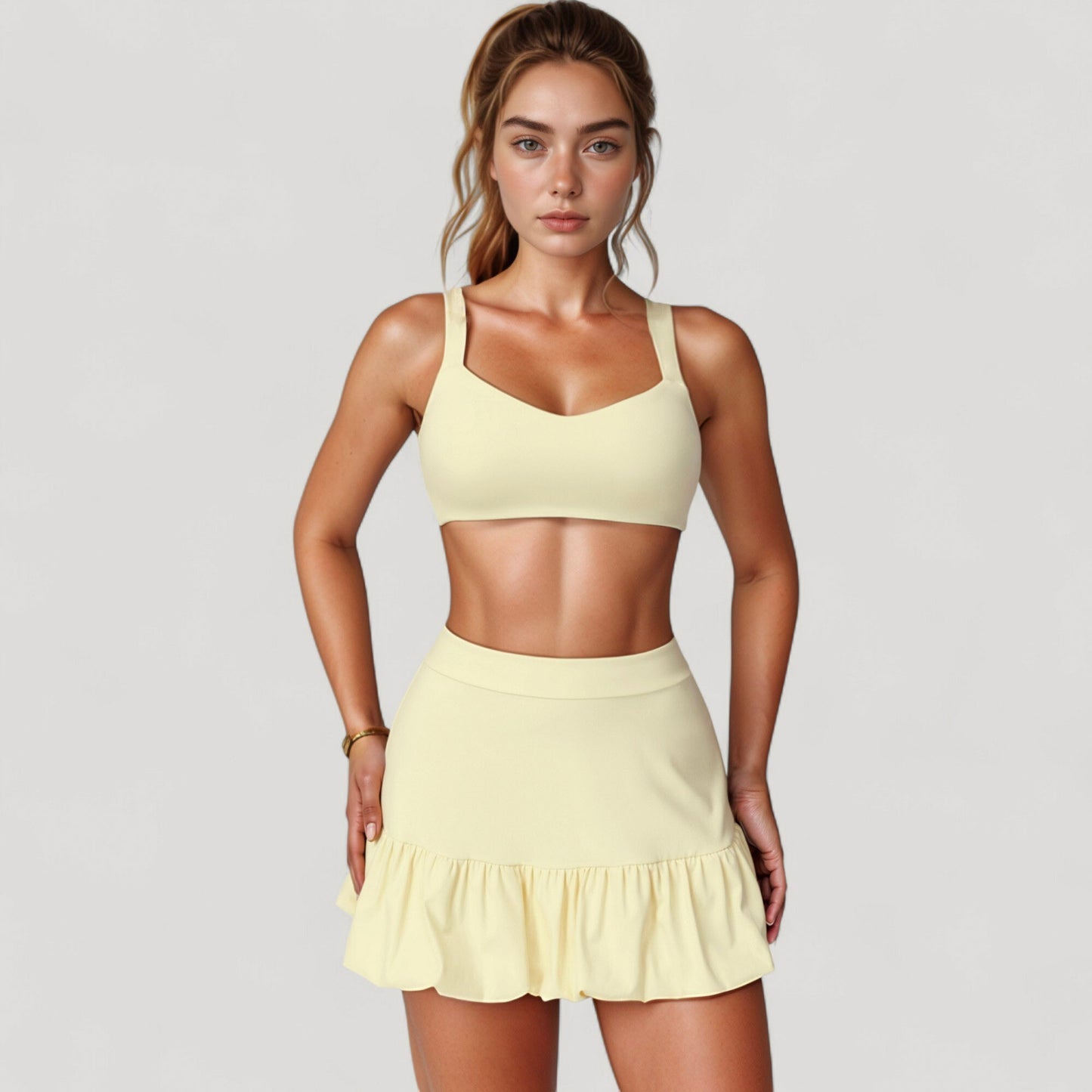 High Neck Sports Bra with Cutout Back Detail and Wide Underband for Medium Support