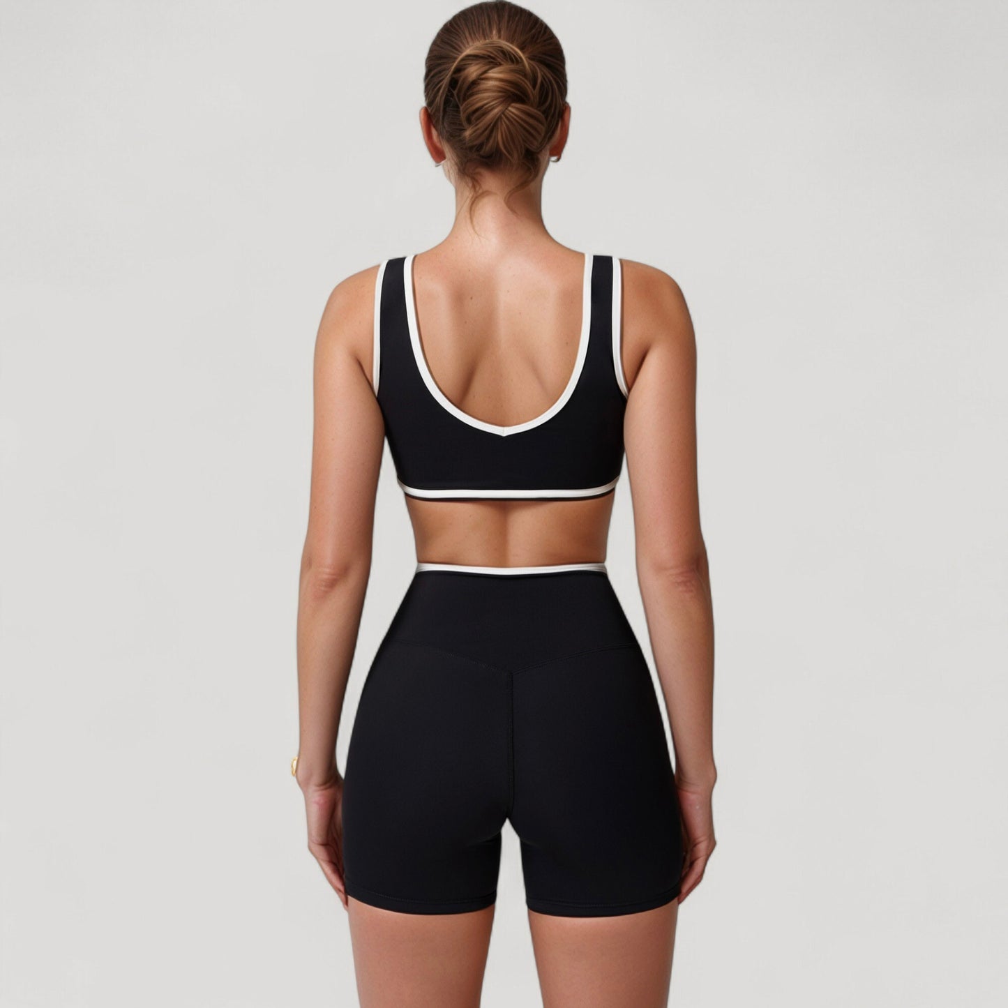 High Waist Crossover Athletic Shorts with Stretch Fabric and Flattering V Front Waistband
