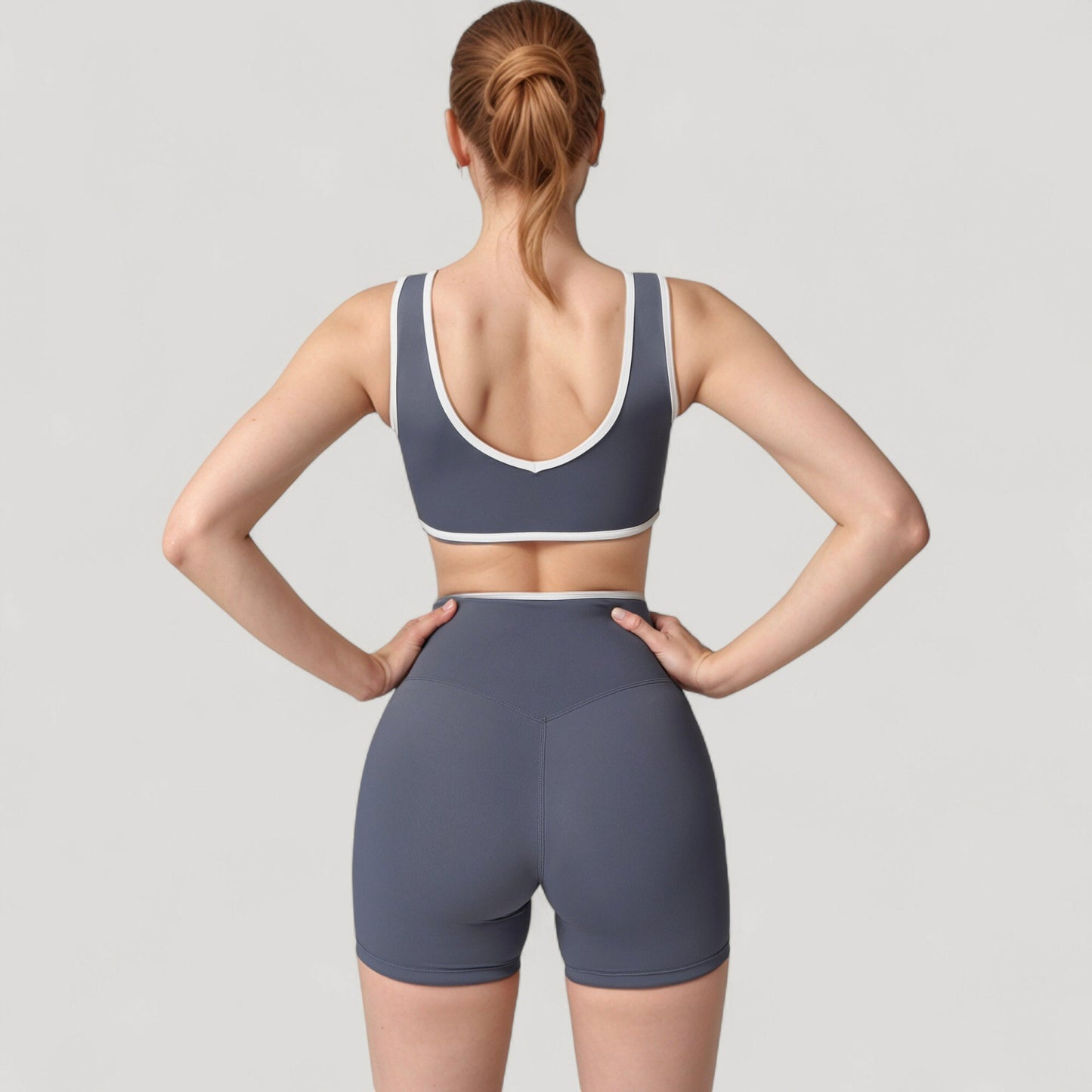 High Waist Crossover Athletic Shorts with Stretch Fabric and Flattering V Front Waistband