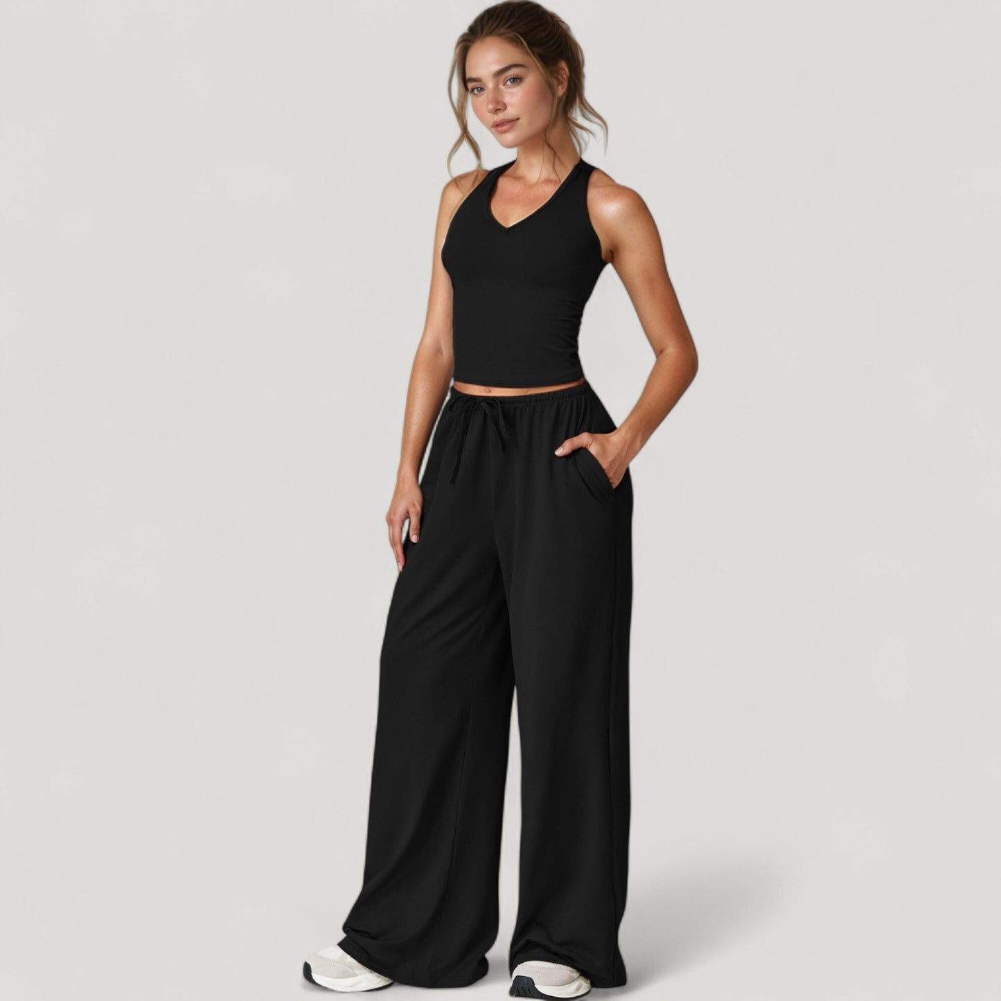 Wide Leg Lounge Pants with Drawstring Waist and Relaxed Fit for All-Day Comfort