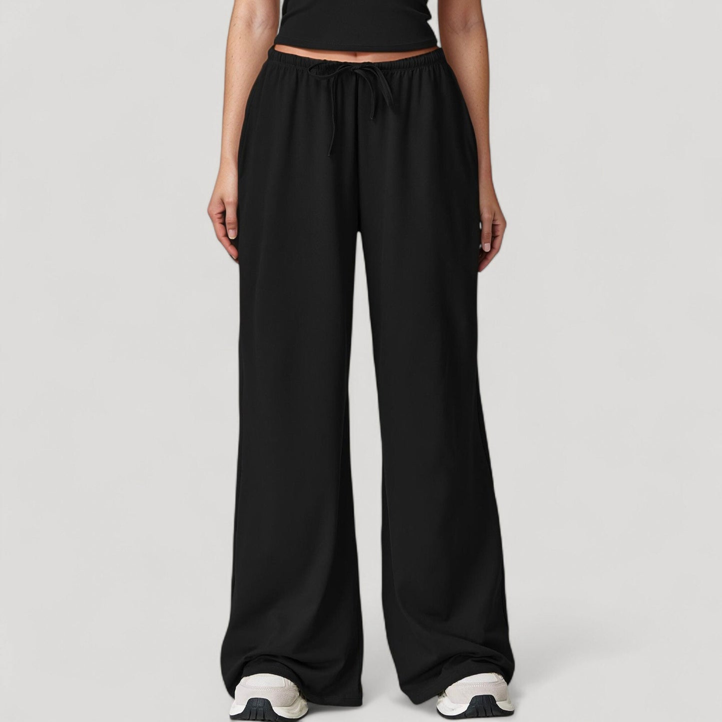 Wide Leg Lounge Pants with Drawstring Waist and Relaxed Fit for All-Day Comfort