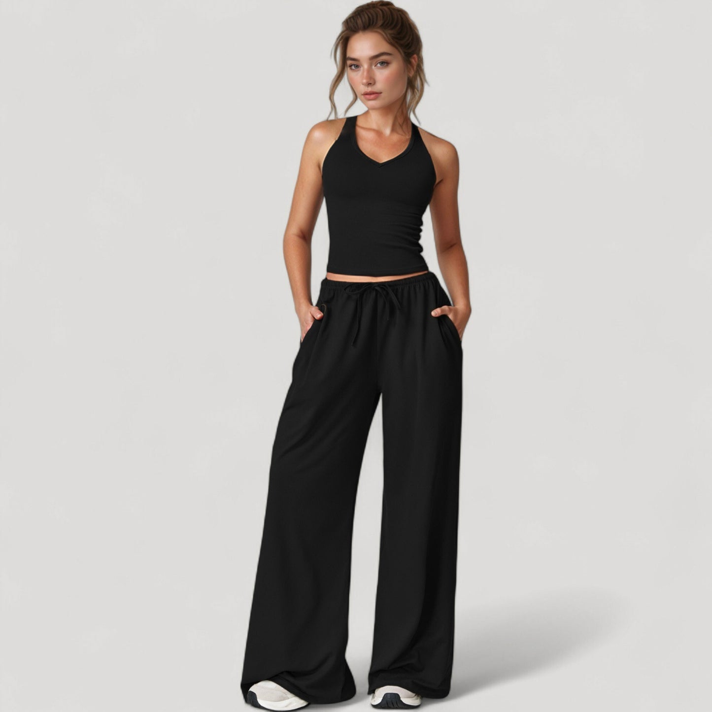 Wide Leg Lounge Pants with Drawstring Waist and Relaxed Fit for All-Day Comfort